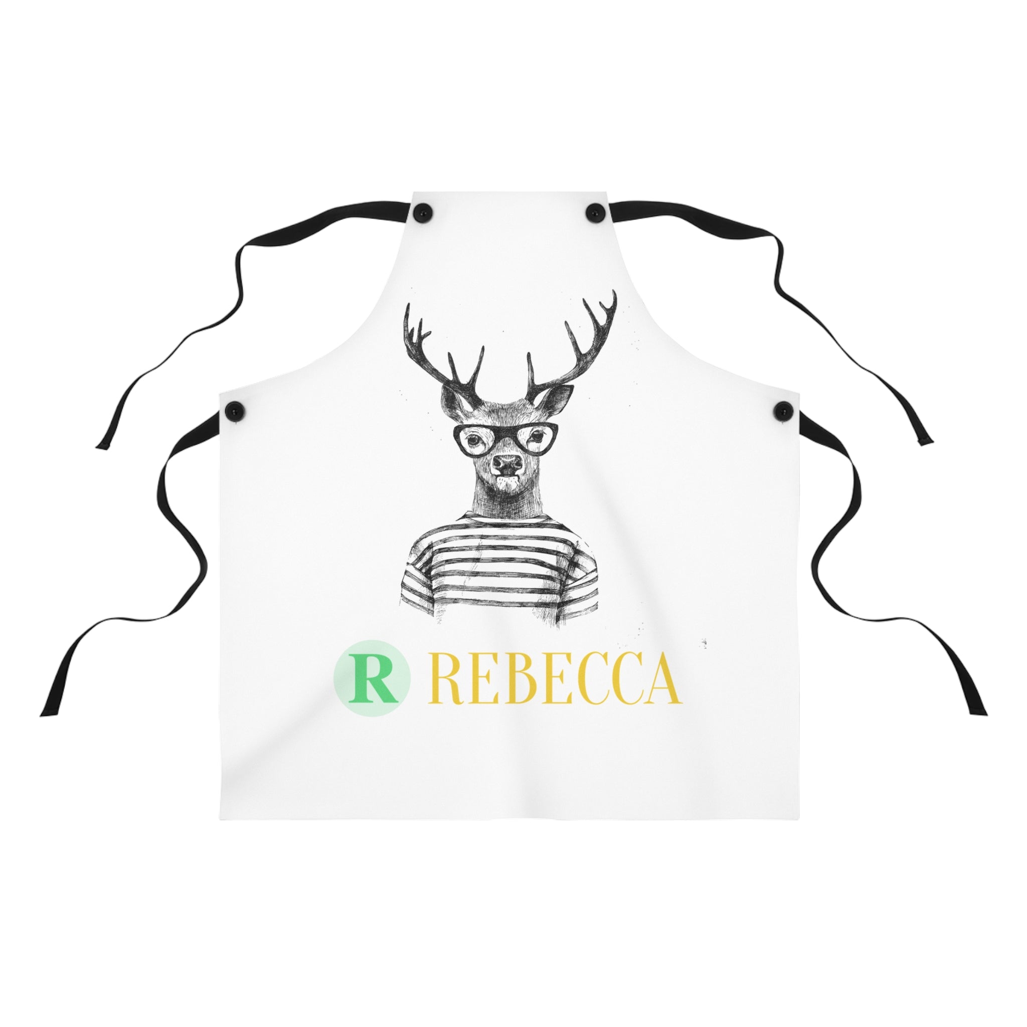 Deer with Glasses Personalized Apron — Custom Name Kitchen Apron