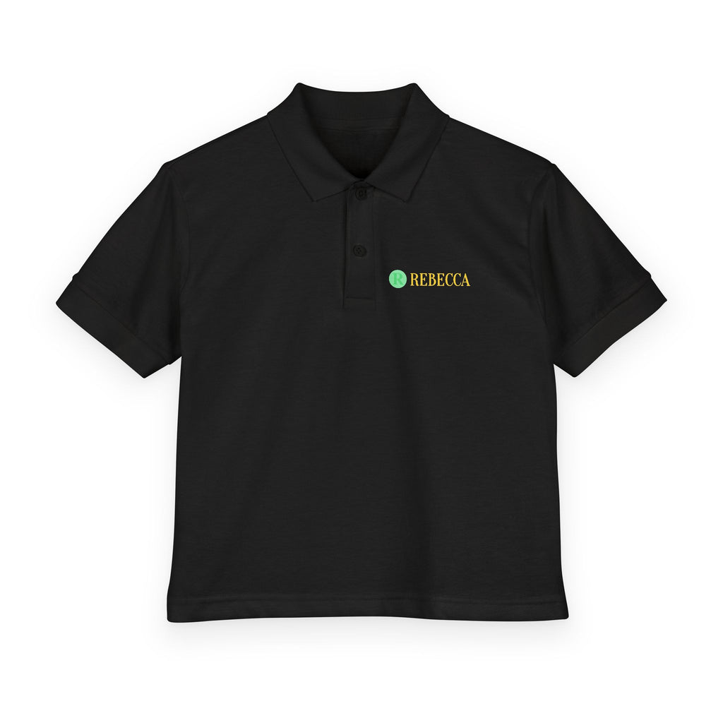 Youth Polo — Personalized ‘Rebecca’ Green Smiley Logo