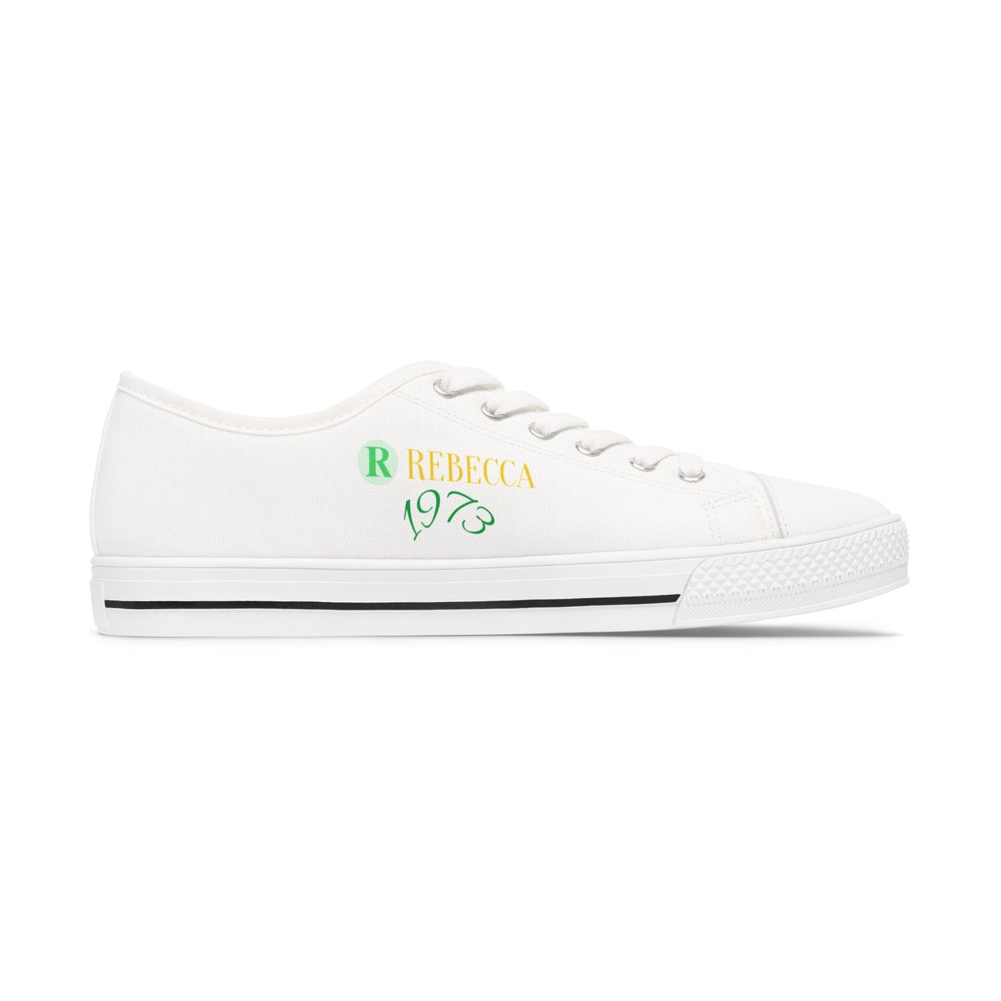 Low Top Sneakers — Personalized 'Rebecca 1973' Retro Name Canvas Shoes