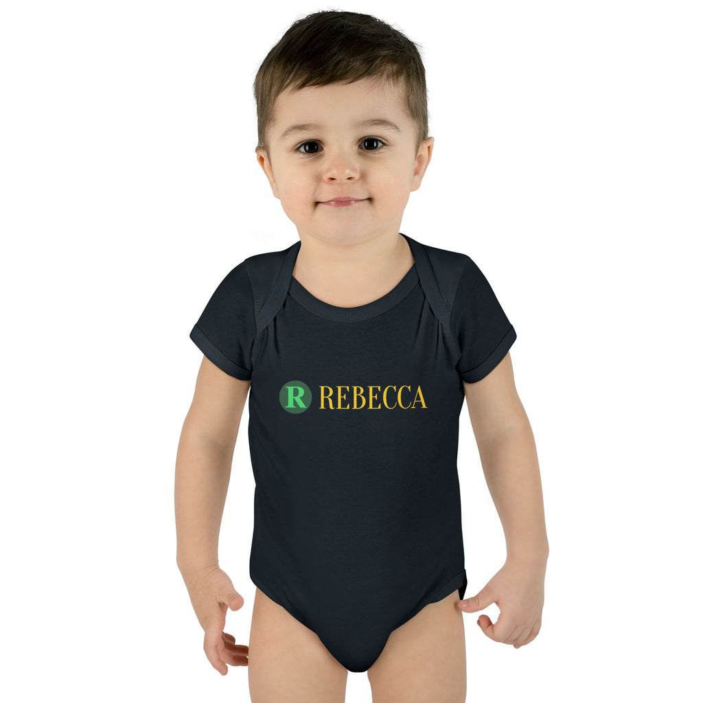 Personalized Infant Bodysuit - Monogram "R Rebecca" Baby Onesie, Newborn Gift