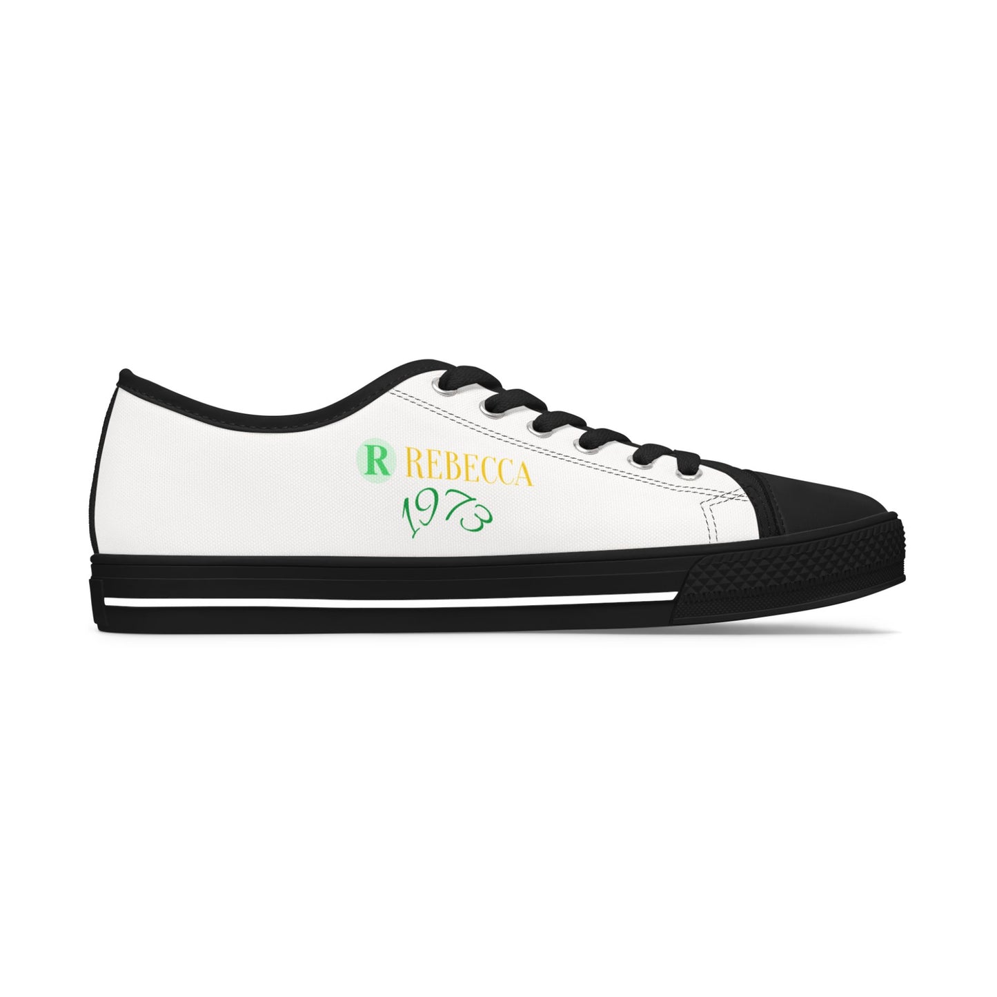 Low Top Sneakers — Personalized 'Rebecca 1973' Retro Name Canvas Shoes