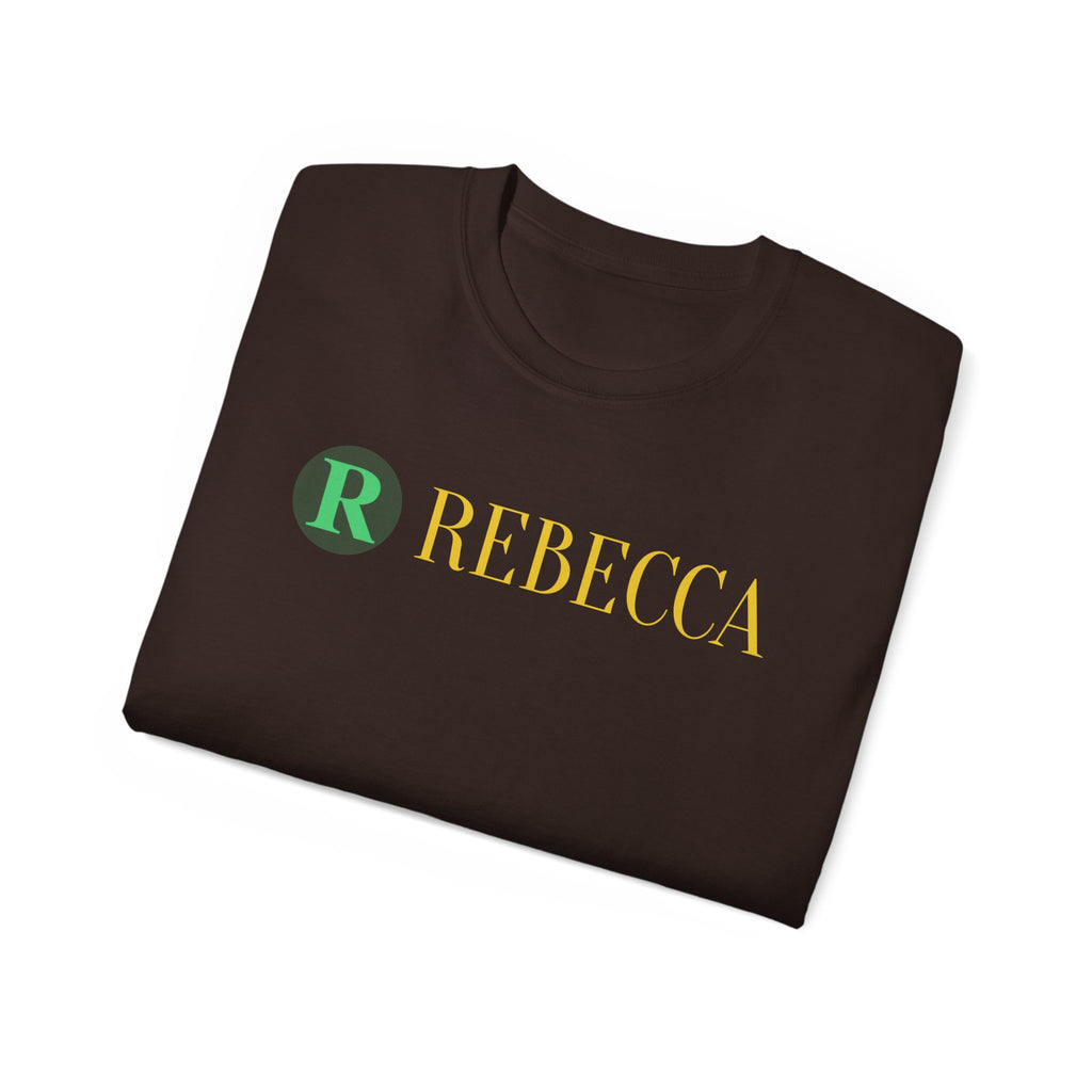 Personalized 'Rebecca' Name Tee — Simple Green & Gold Monogram T-Shirt