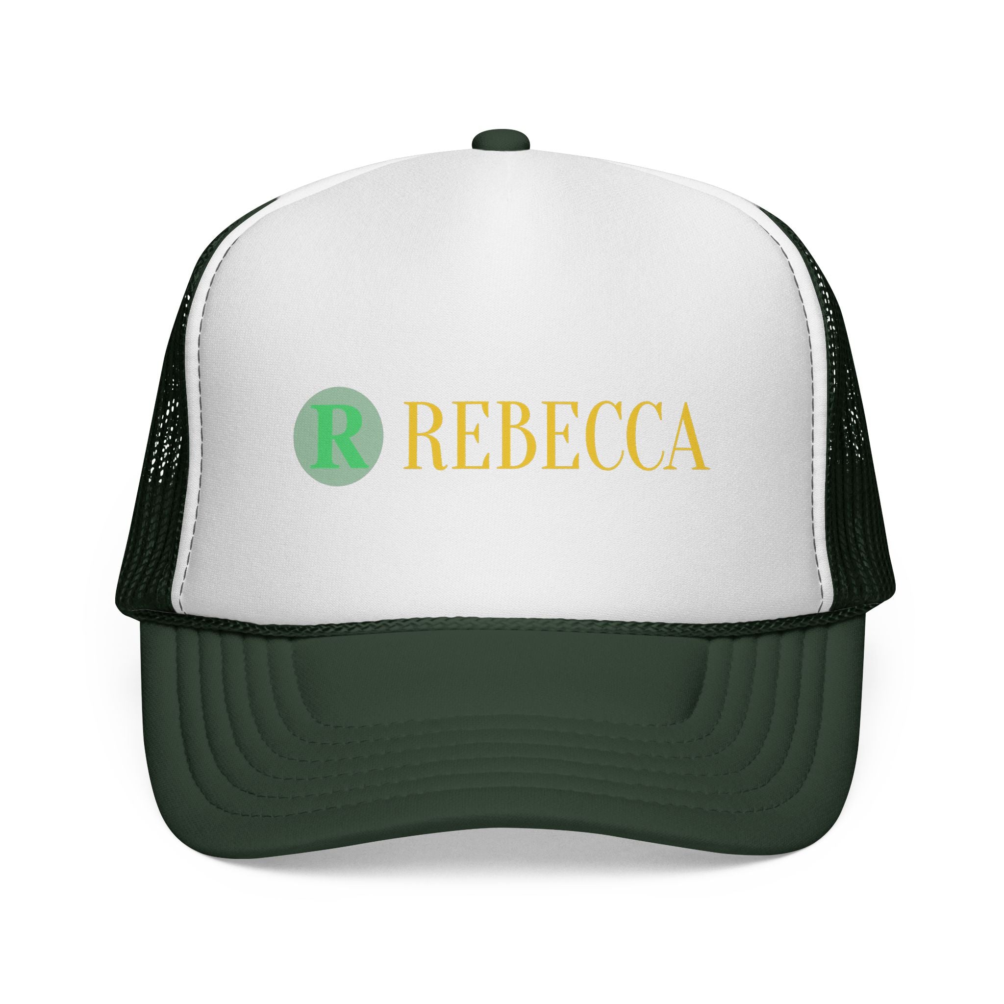 Rebecca Personalized Trucker Cap – Monogram R Logo Mesh Baseball Hat