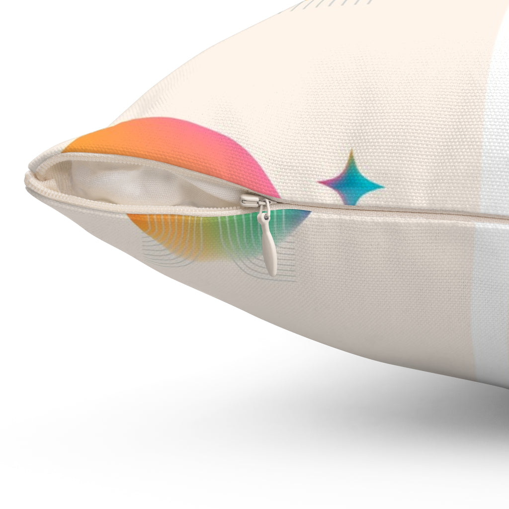 Abstract Rainbow Geometric Square Pillow — Modern Colorful Decorative Cushion