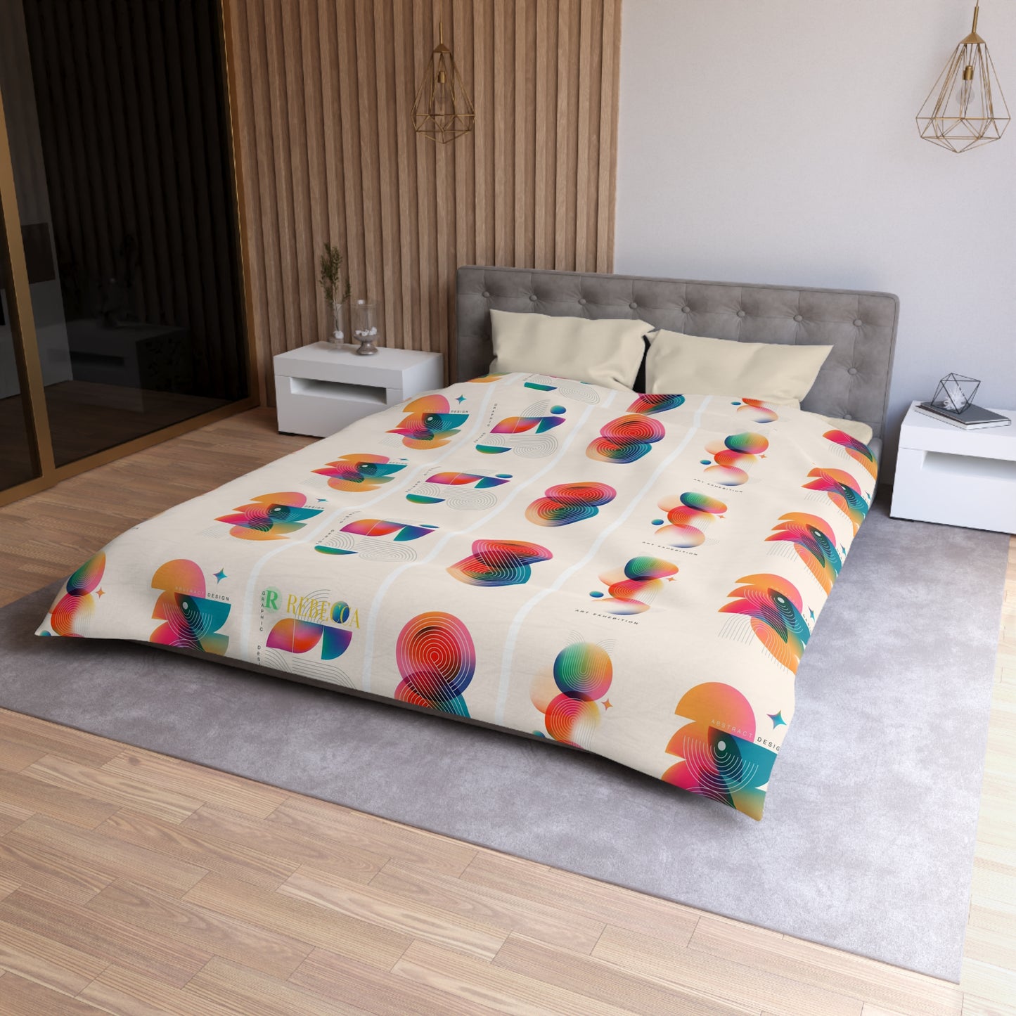 Abstract Colorful Shapes Duvet Cover — Modern Geometric Bedding