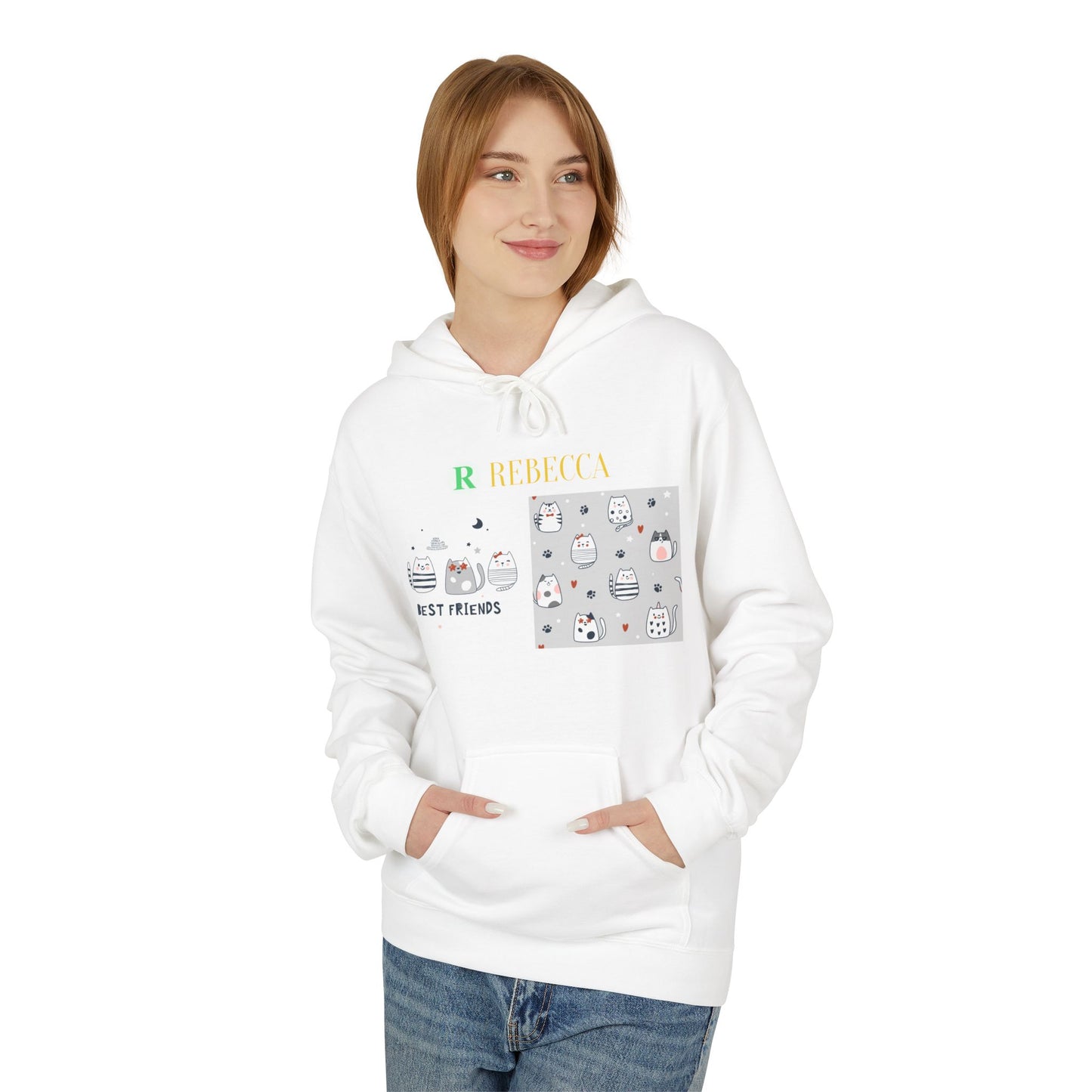 Best Friends Kawaii Cat Hoodie — Cute Cartoon Cat & Cupcake Graphic