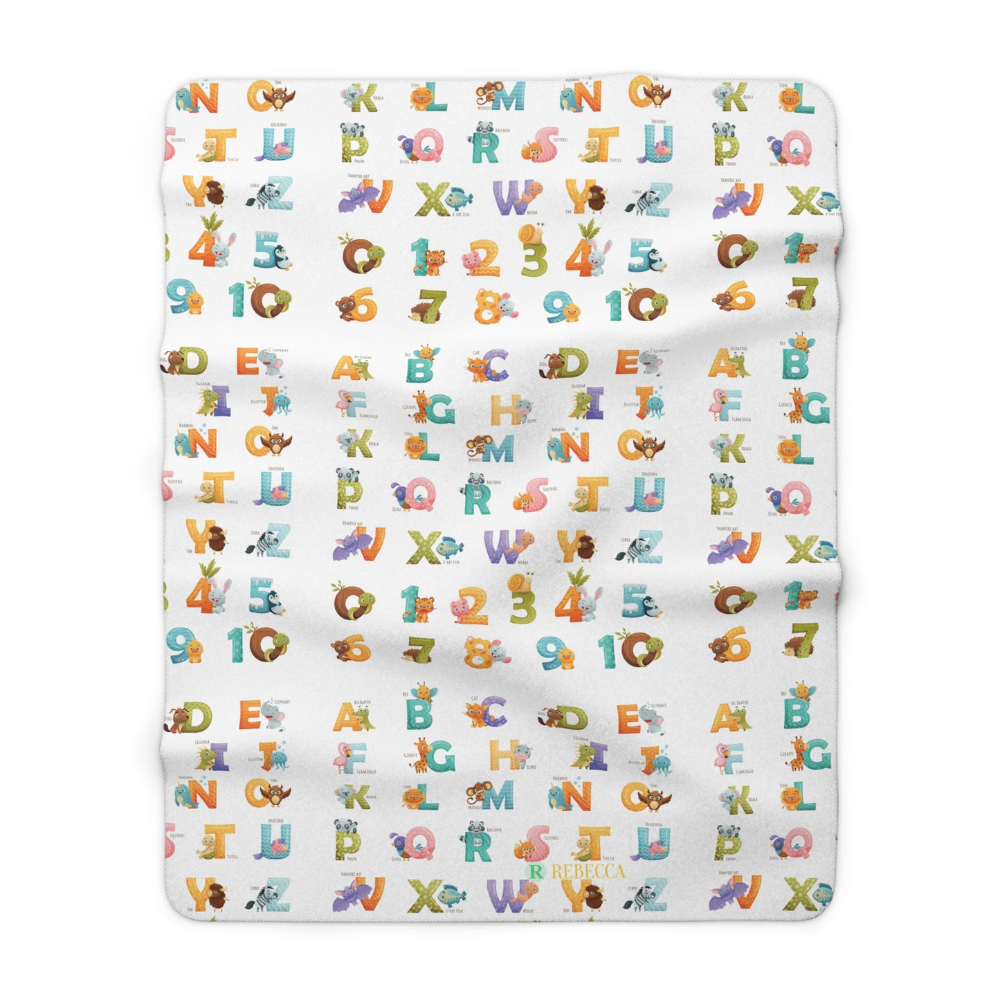 Kids Alphabet & Numbers Sherpa Blanket — Soft Educational Baby Throw