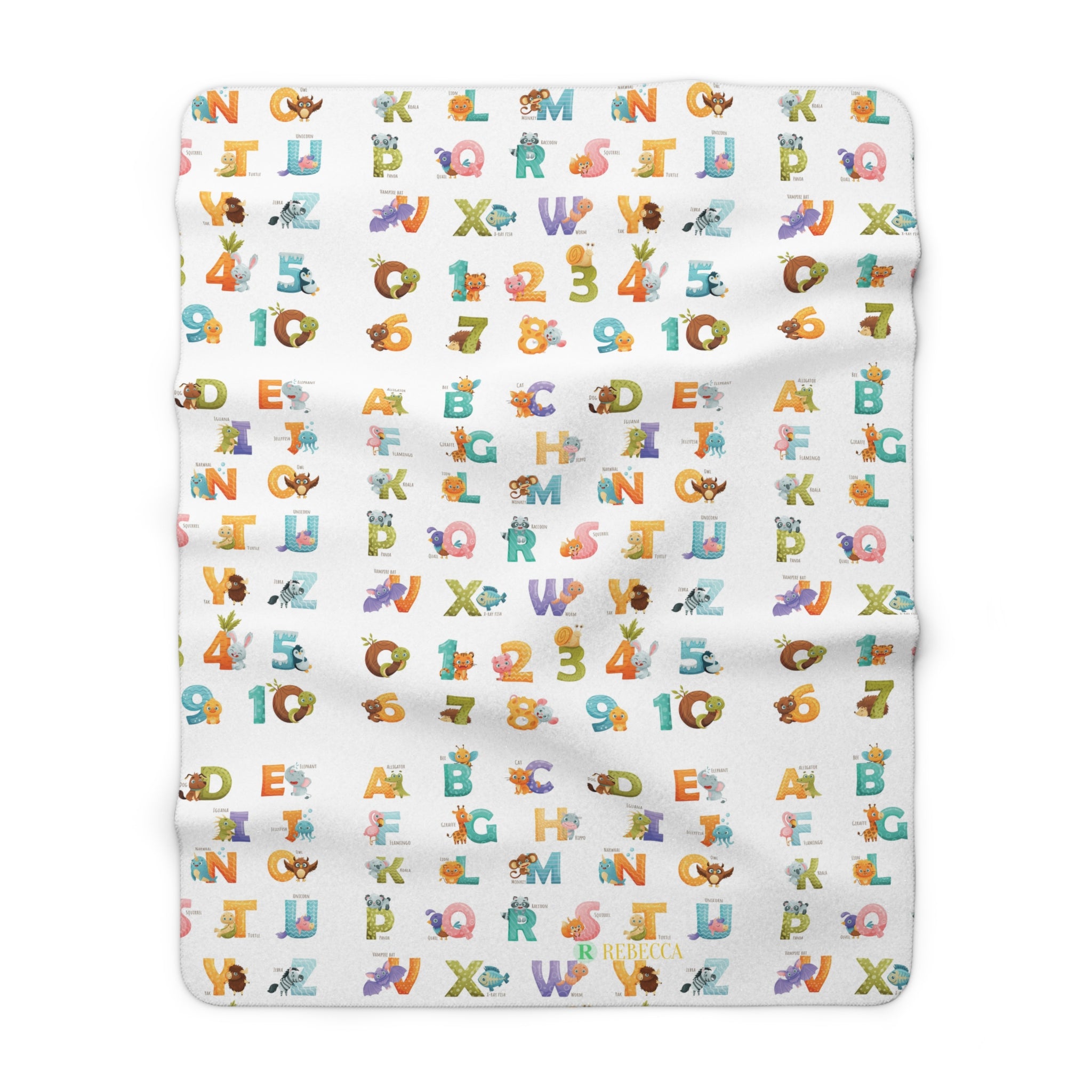 Kids Alphabet & Numbers Sherpa Blanket — Soft Educational Baby Throw