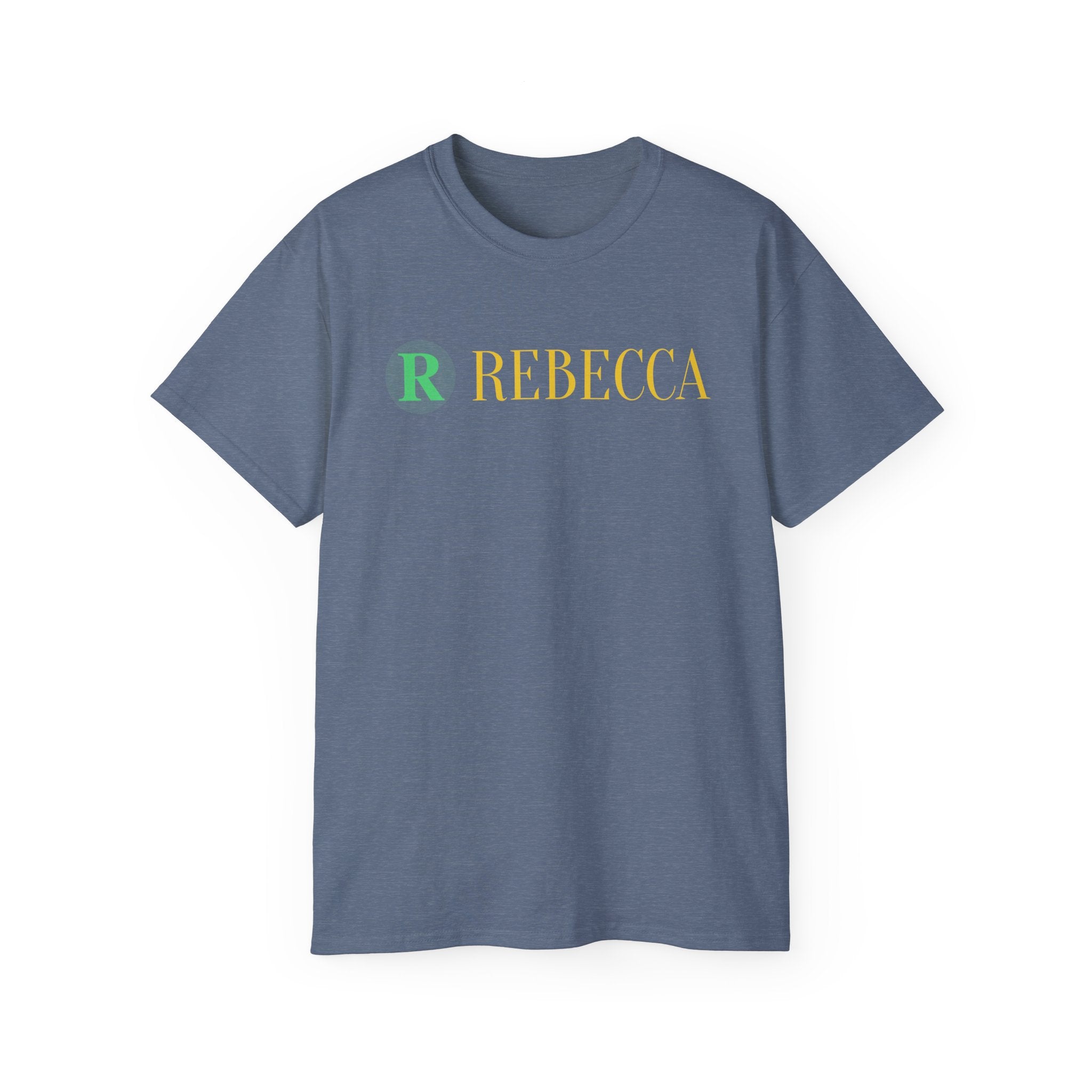 Personalized 'Rebecca' Name Tee — Simple Green & Gold Monogram T-Shirt