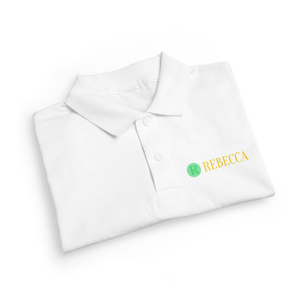 Youth Polo — Personalized ‘Rebecca’ Green Smiley Logo