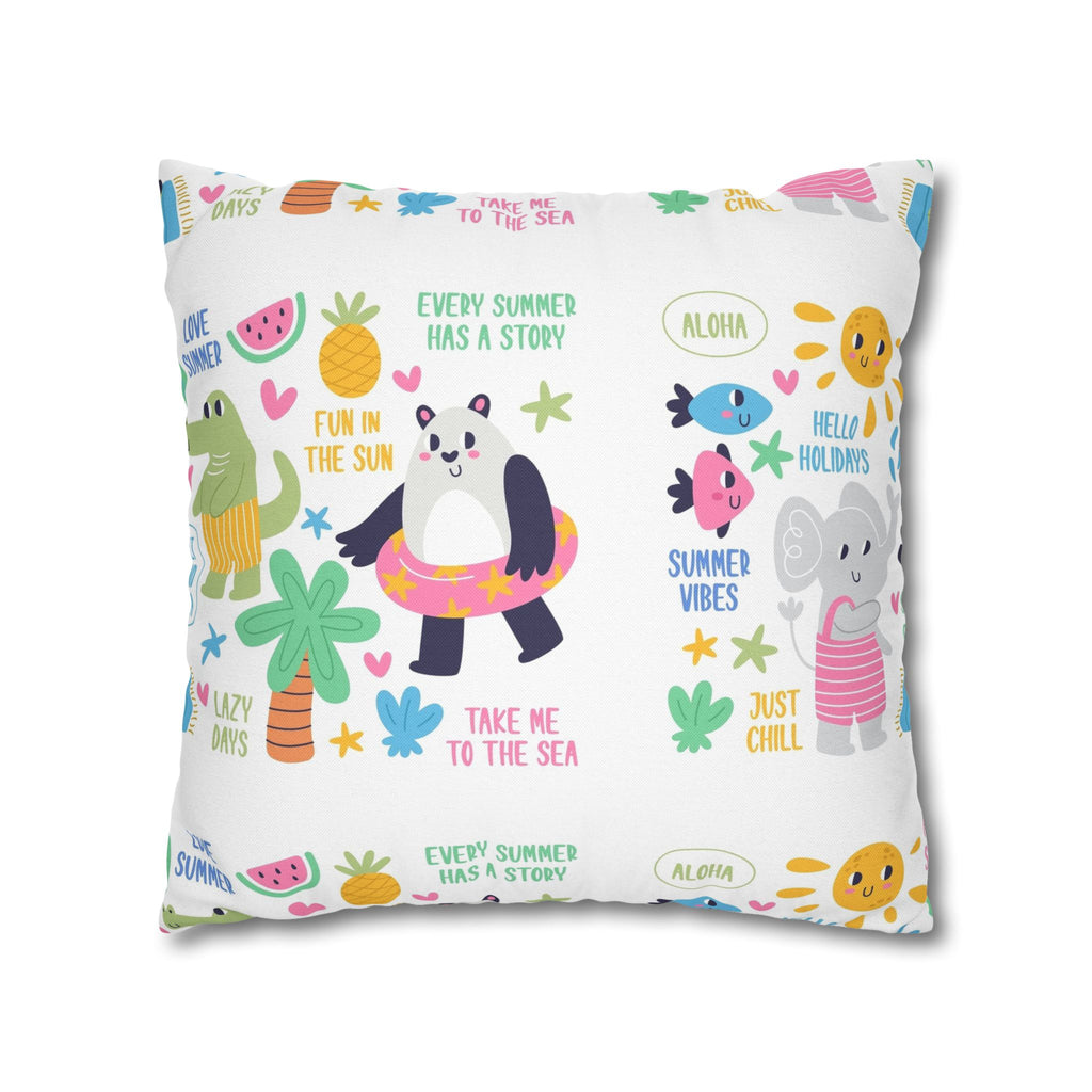 Cute Summer Animal Pattern Pillowcase — Personalized 'Rebecca' Tropical Throw Pillow Cover