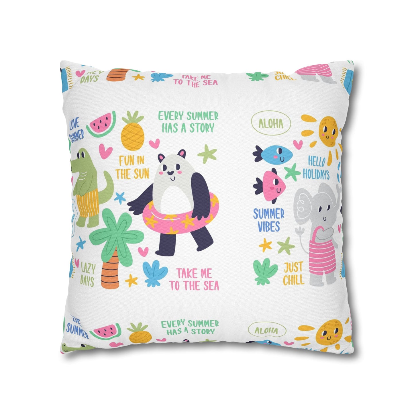 Cute Summer Animal Pattern Pillowcase — Personalized 'Rebecca' Tropical Throw Pillow Cover