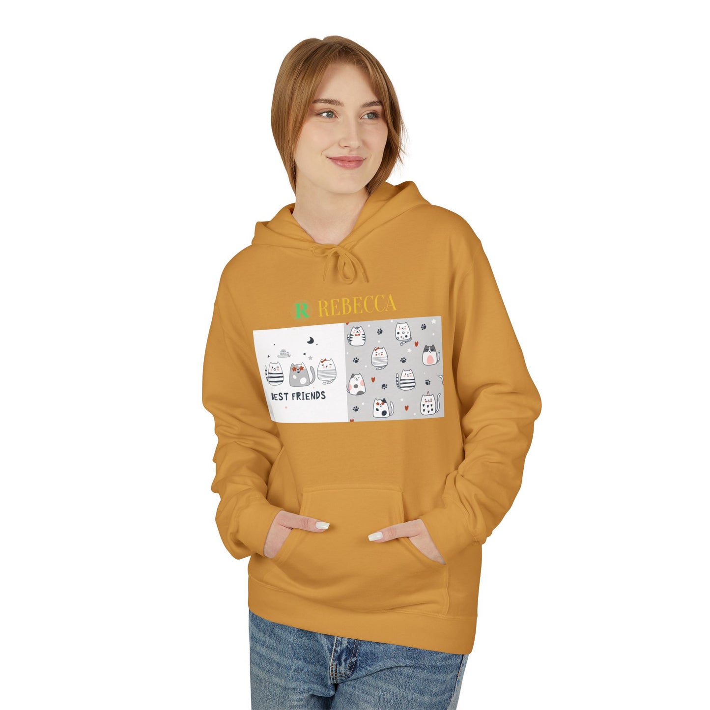 Best Friends Kawaii Cat Hoodie — Cute Cartoon Cat & Cupcake Graphic