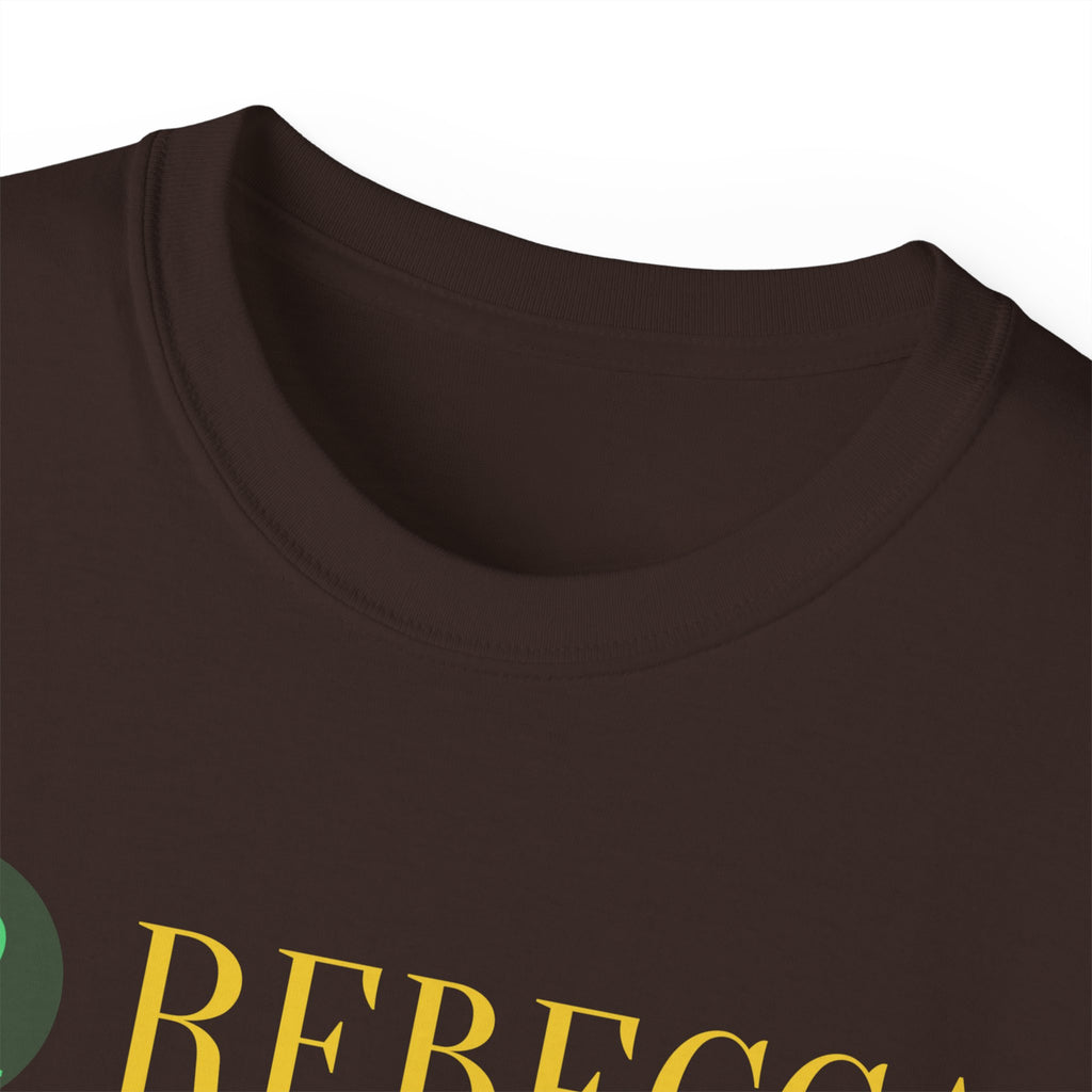Personalized 'Rebecca' Name Tee — Simple Green & Gold Monogram T-Shirt