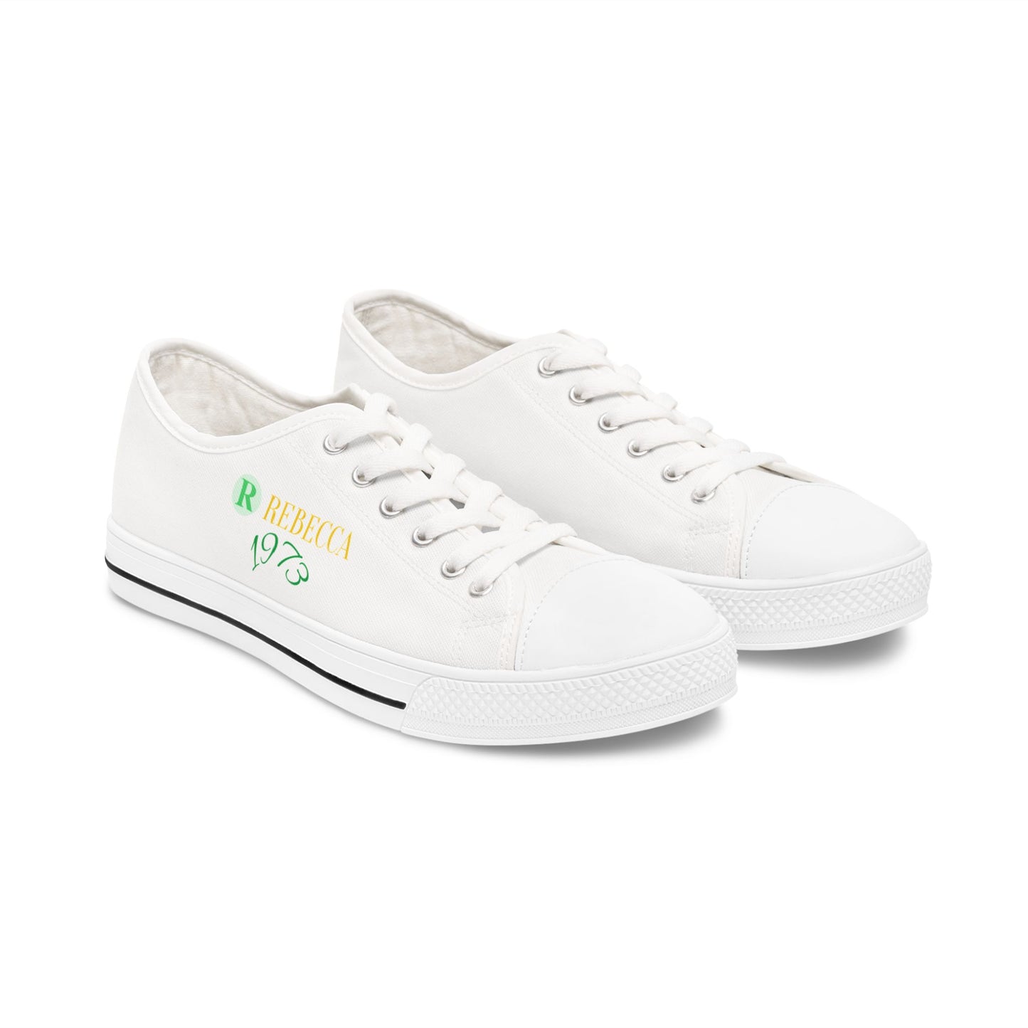 Low Top Sneakers — Personalized 'Rebecca 1973' Retro Name Canvas Shoes