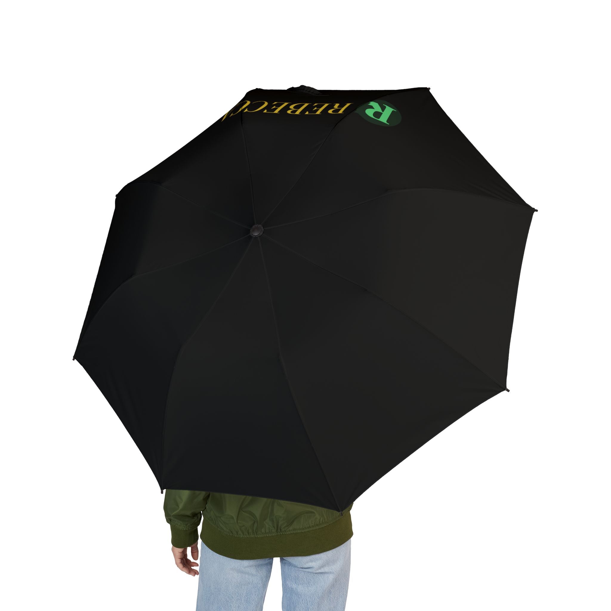 Compact Black Foldable Umbrella — Semi-Automatic Portable Rain Shield