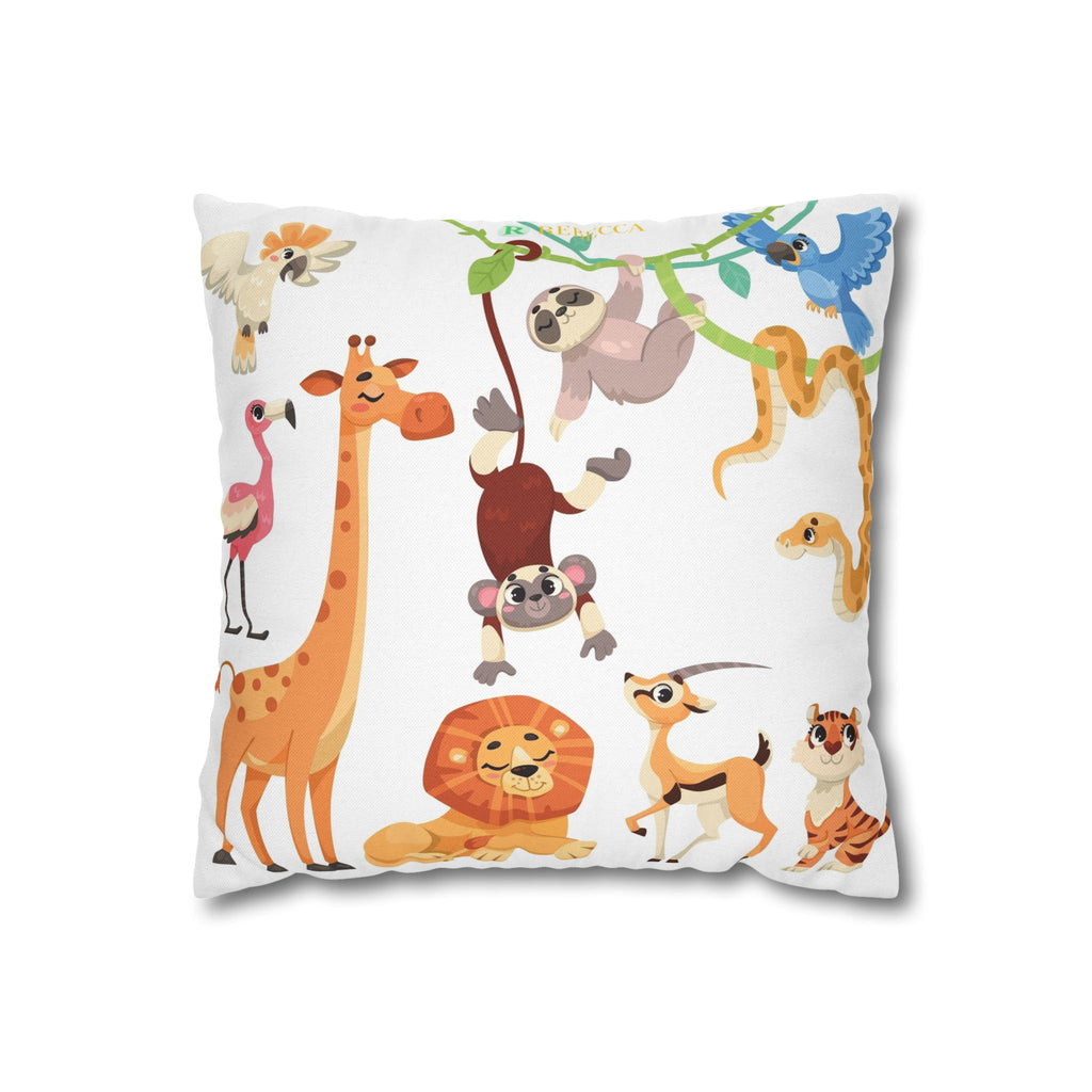 Cute Jungle Animals Throw Pillowcase — Personalized Kids Room Decor