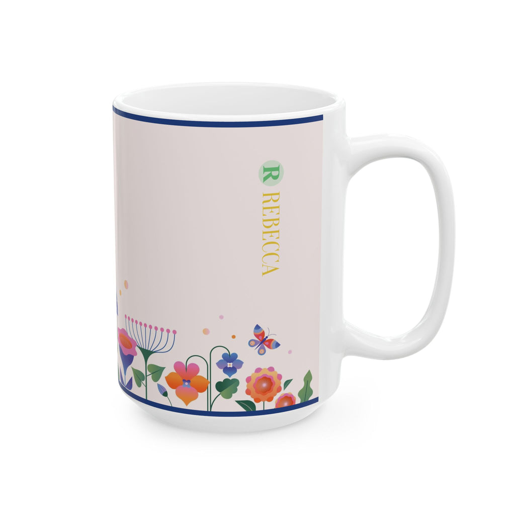 Personalized Floral Ceramic Mug – Custom Name Coffee Cup (11oz & 15oz)