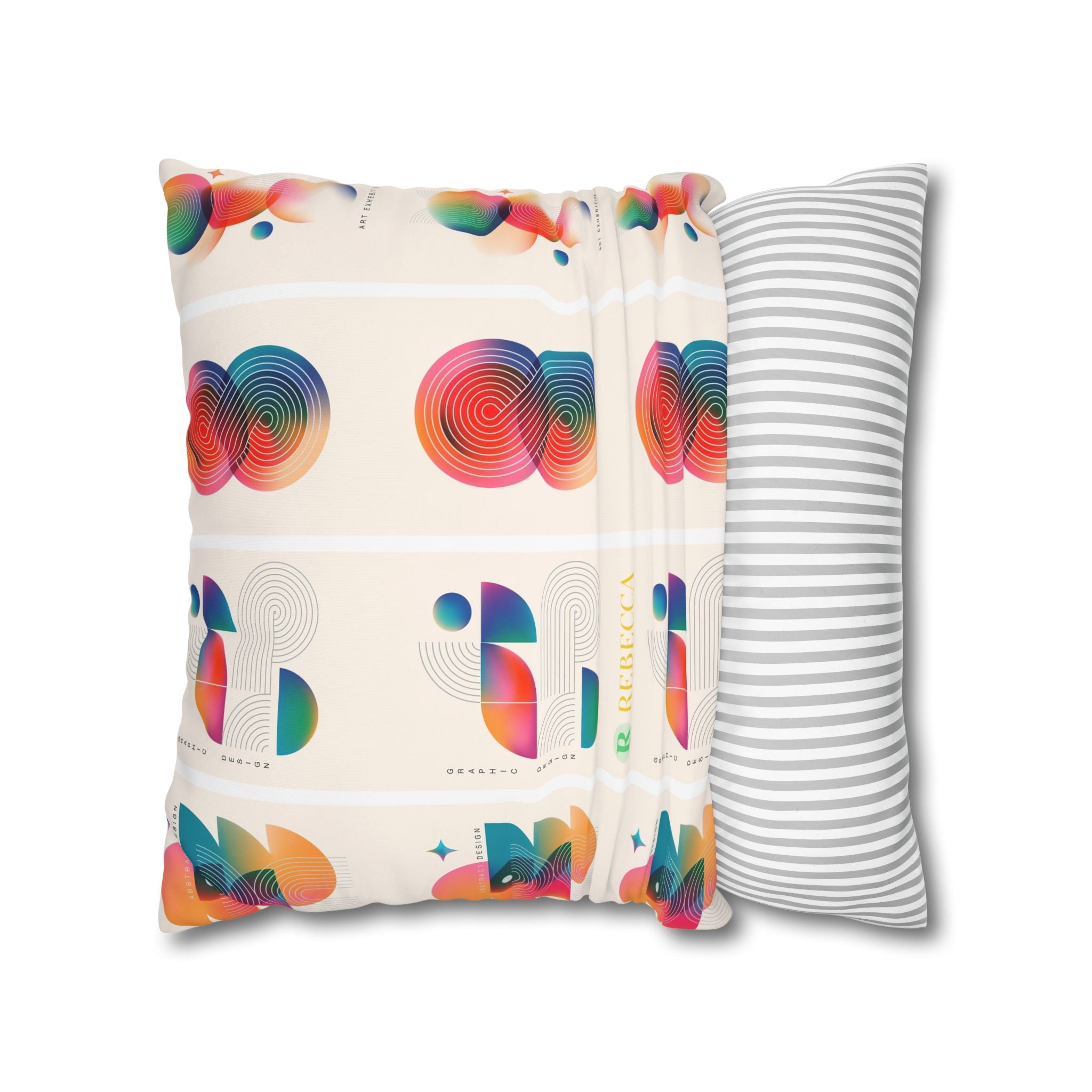 Personalized Geometric Art Square Pillowcase — Custom Name Modern Decorative Throw Pillow Cover