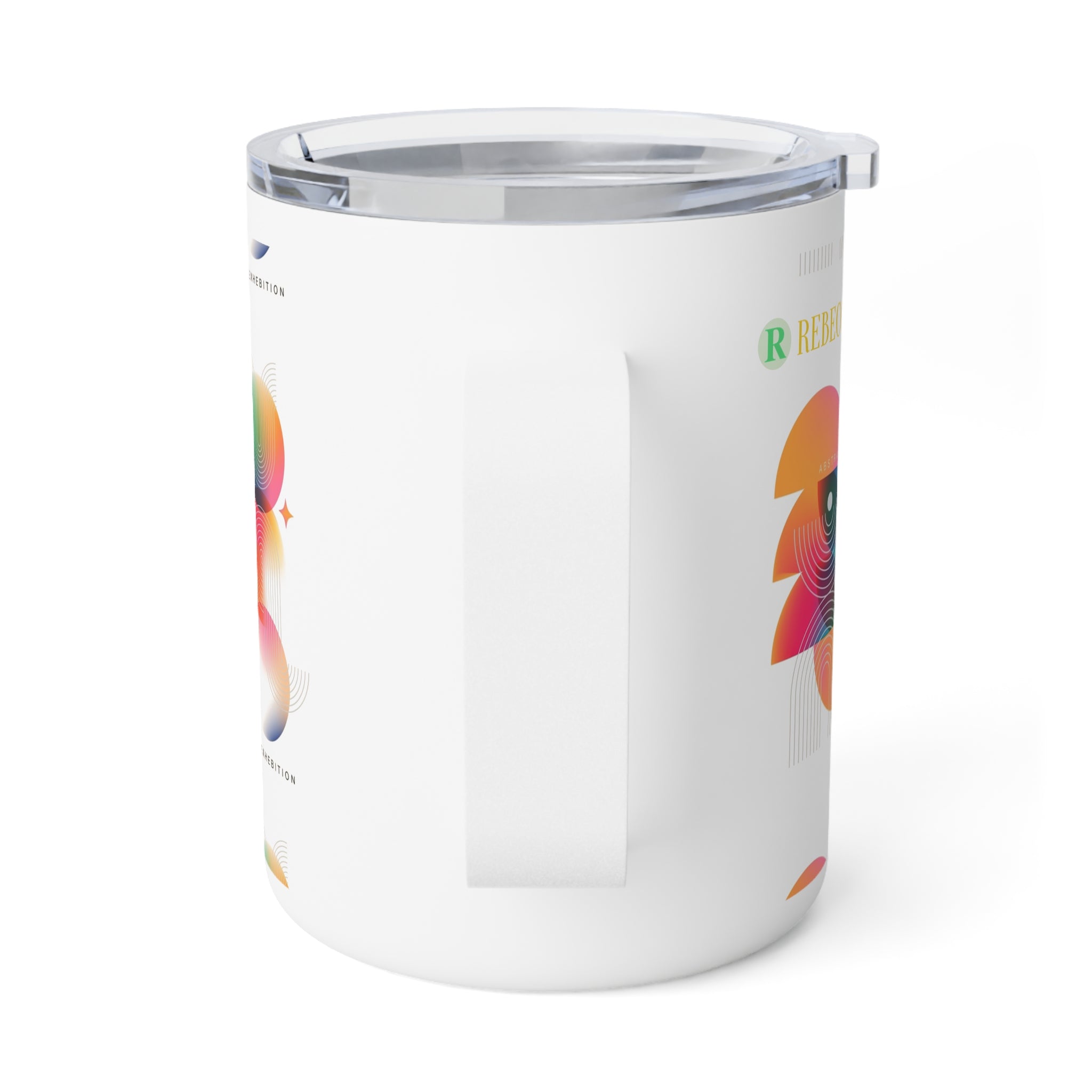 10oz Insulated Coffee Mug — Colorful Abstract Geometric Design