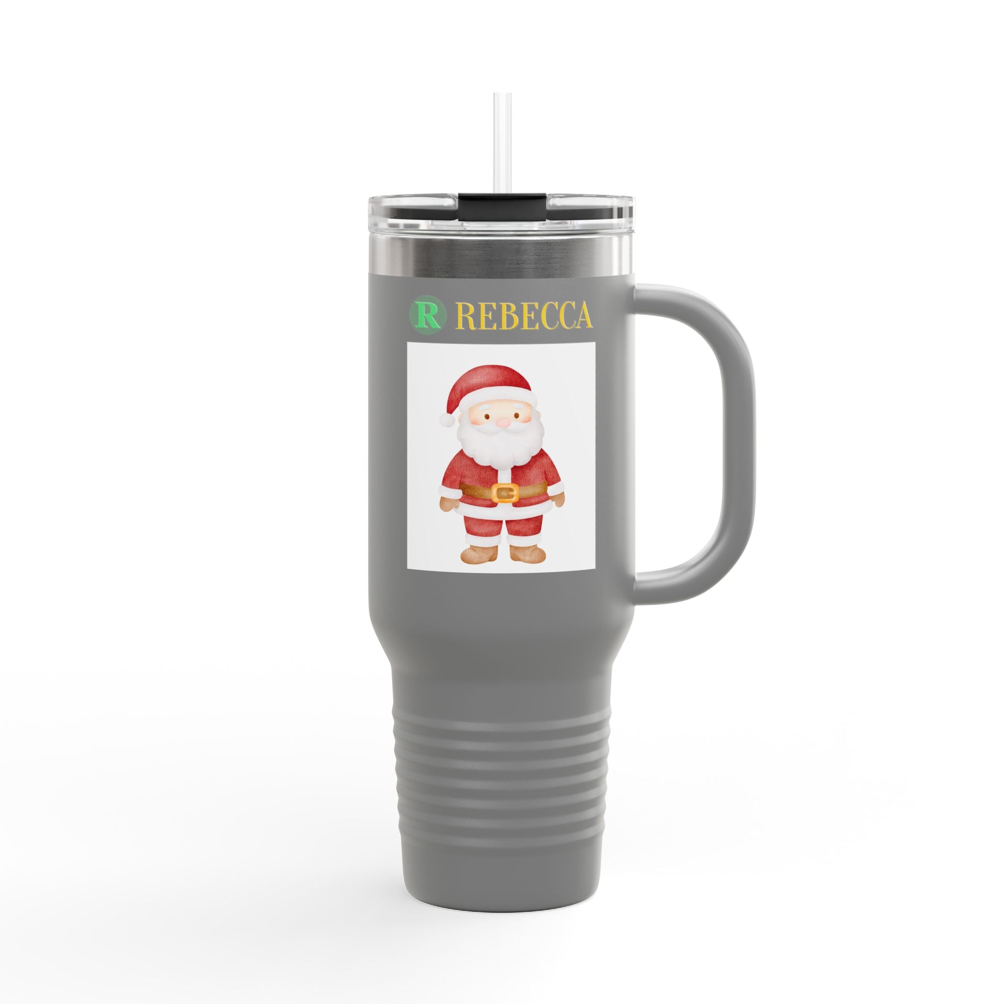 40oz Insulated Travel Mug — Cute Santa Christmas Design