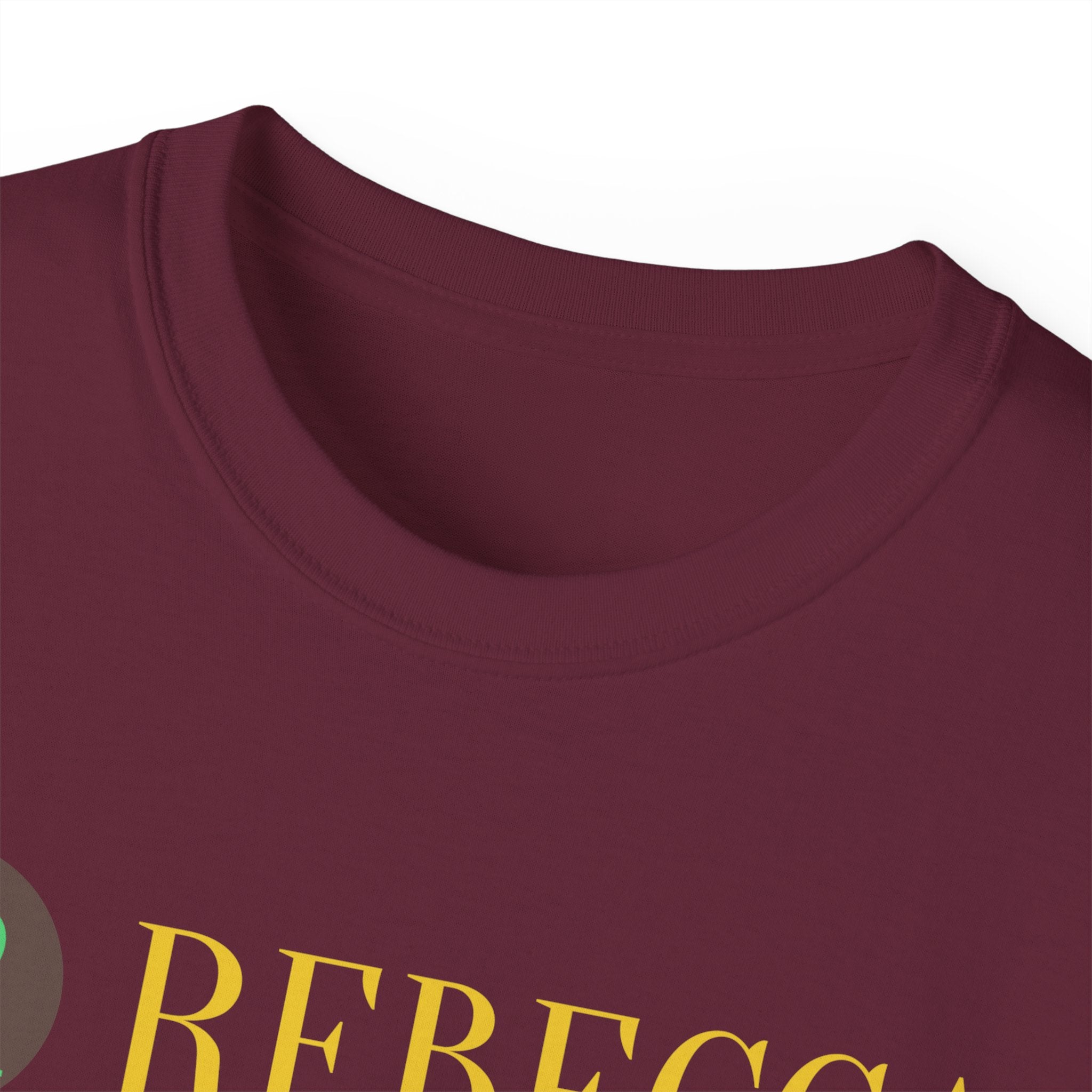 Personalized 'Rebecca' Name Tee — Simple Green & Gold Monogram T-Shirt
