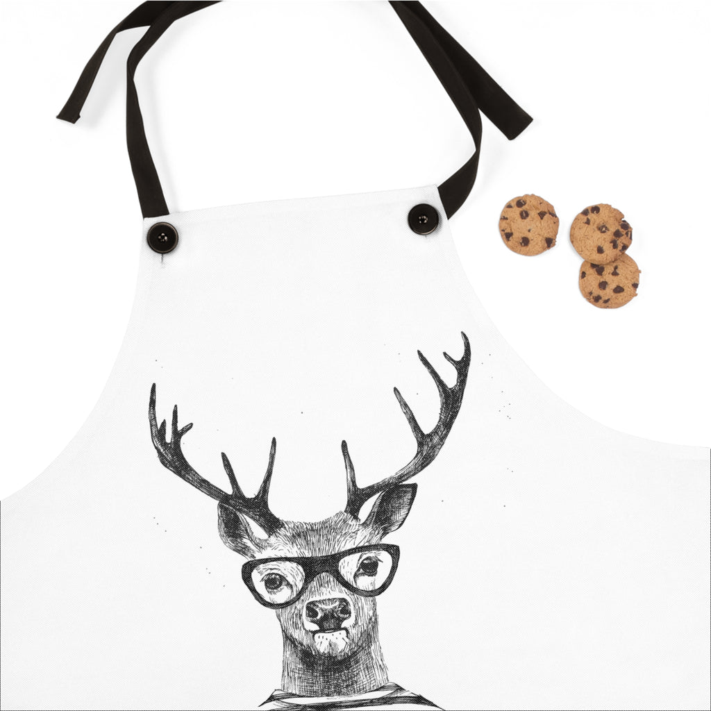 Deer with Glasses Personalized Apron — Custom Name Kitchen Apron
