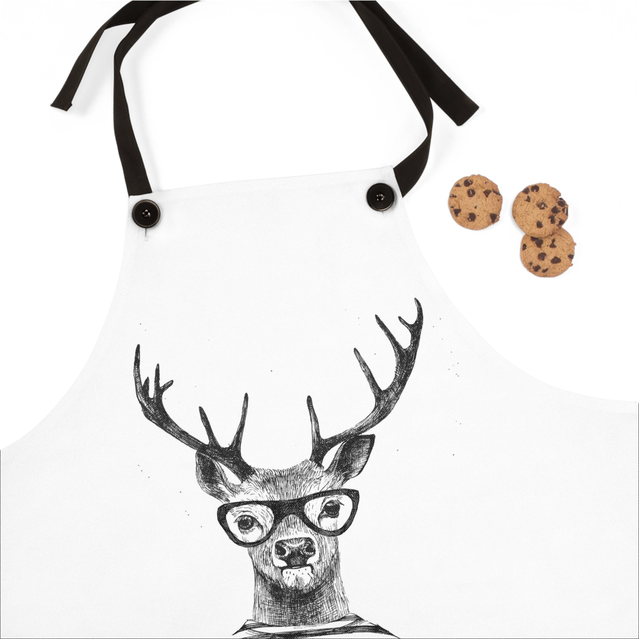 Deer with Glasses Personalized Apron — Custom Name Kitchen Apron