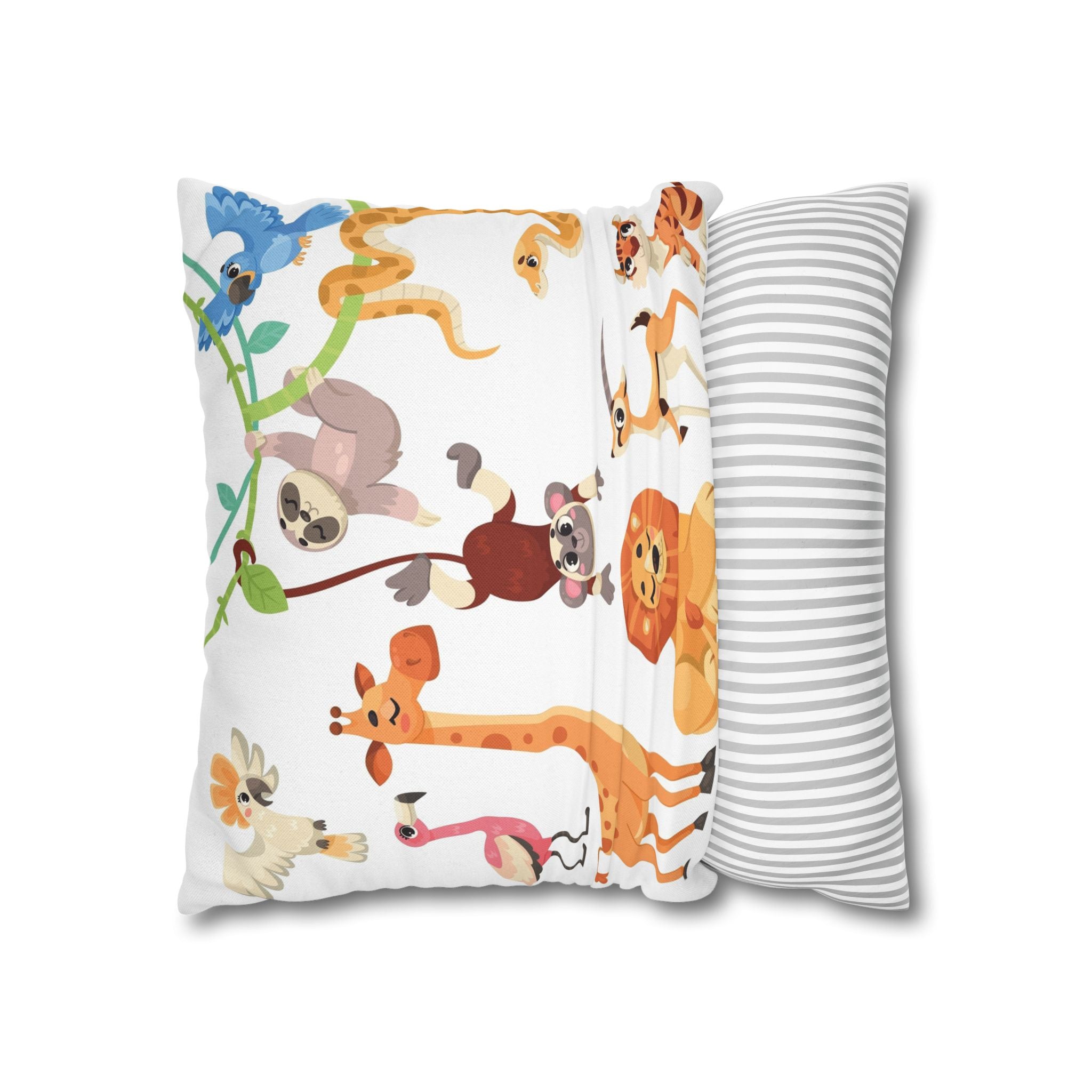 Cute Jungle Animals Throw Pillowcase — Personalized Kids Room Decor