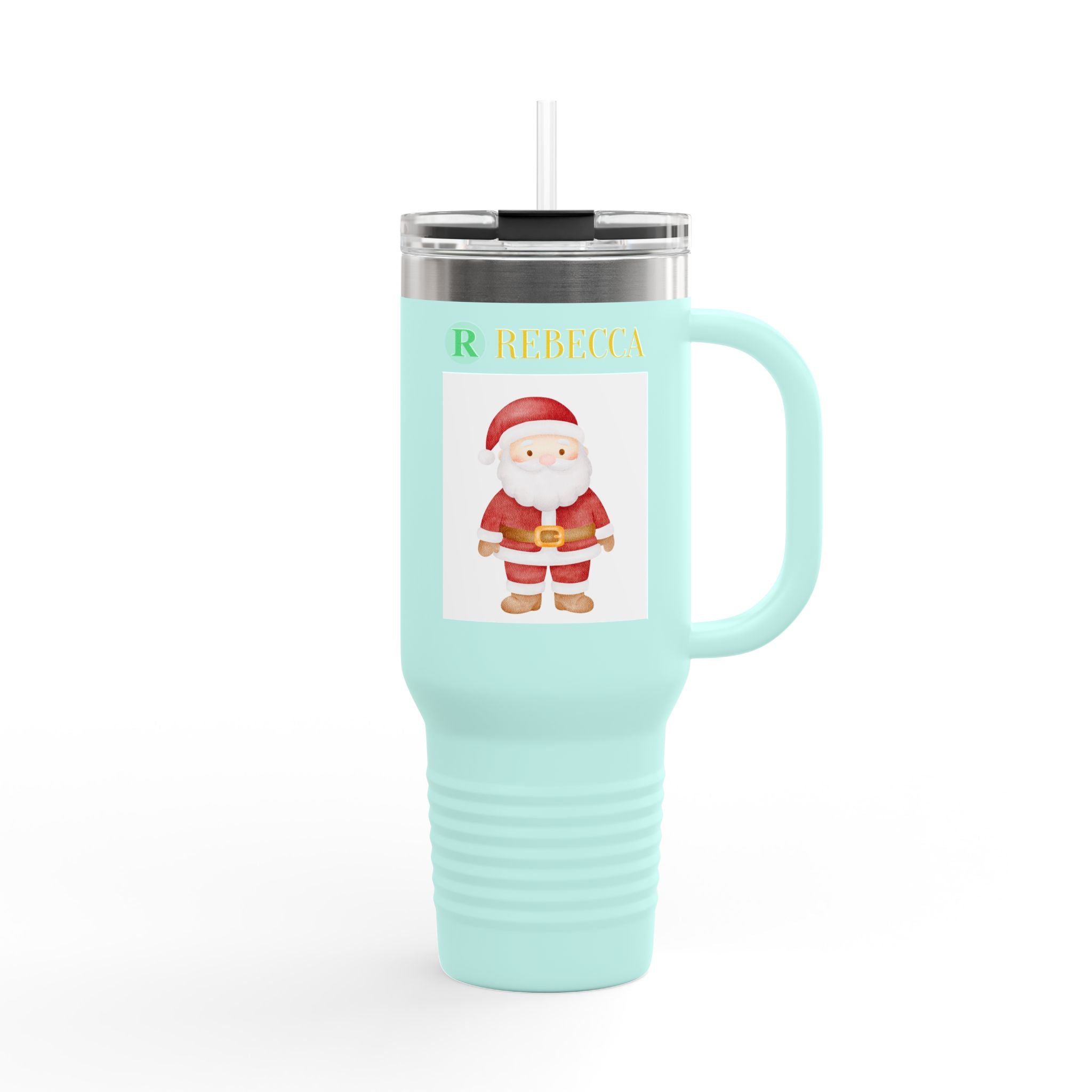 40oz Insulated Travel Mug — Cute Santa Christmas Design