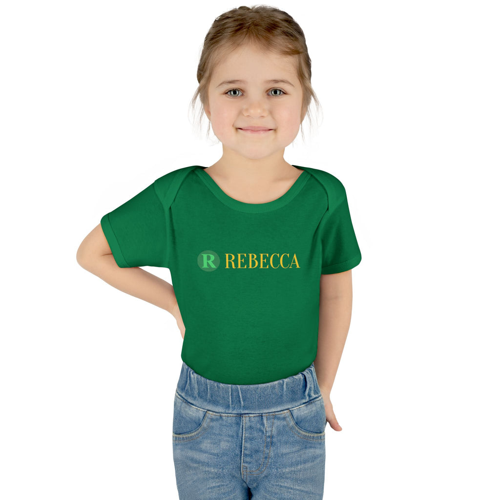 Personalized Infant Bodysuit - Monogram "R Rebecca" Baby Onesie, Newborn Gift