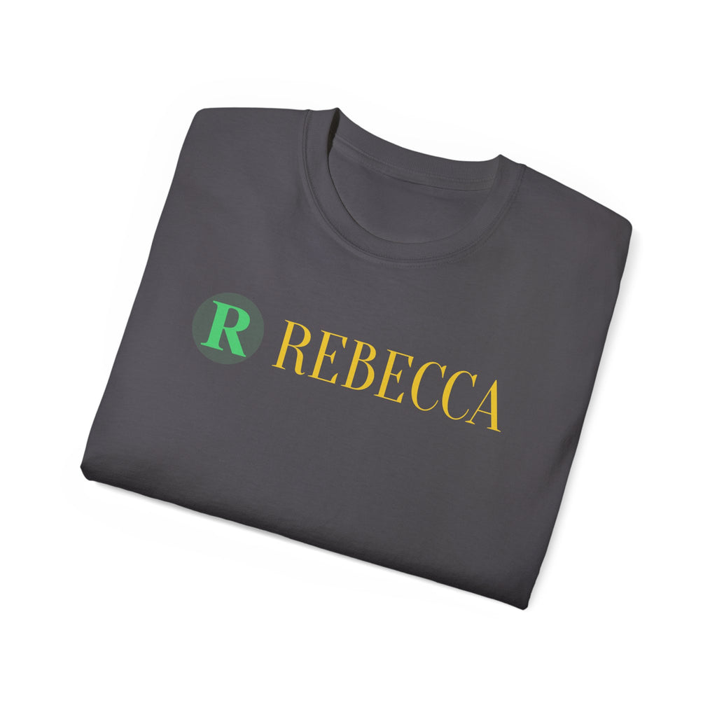 Personalized 'Rebecca' Name Tee — Simple Green & Gold Monogram T-Shirt