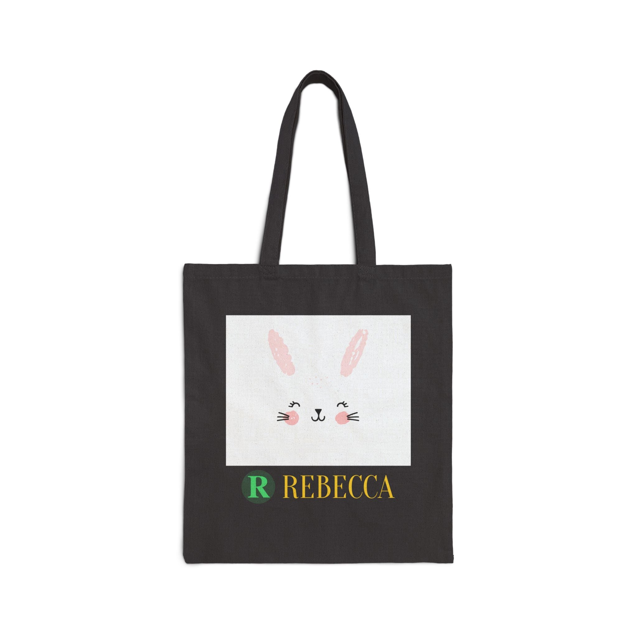 Personalized Bunny Canvas Tote — Custom Name Rebecca