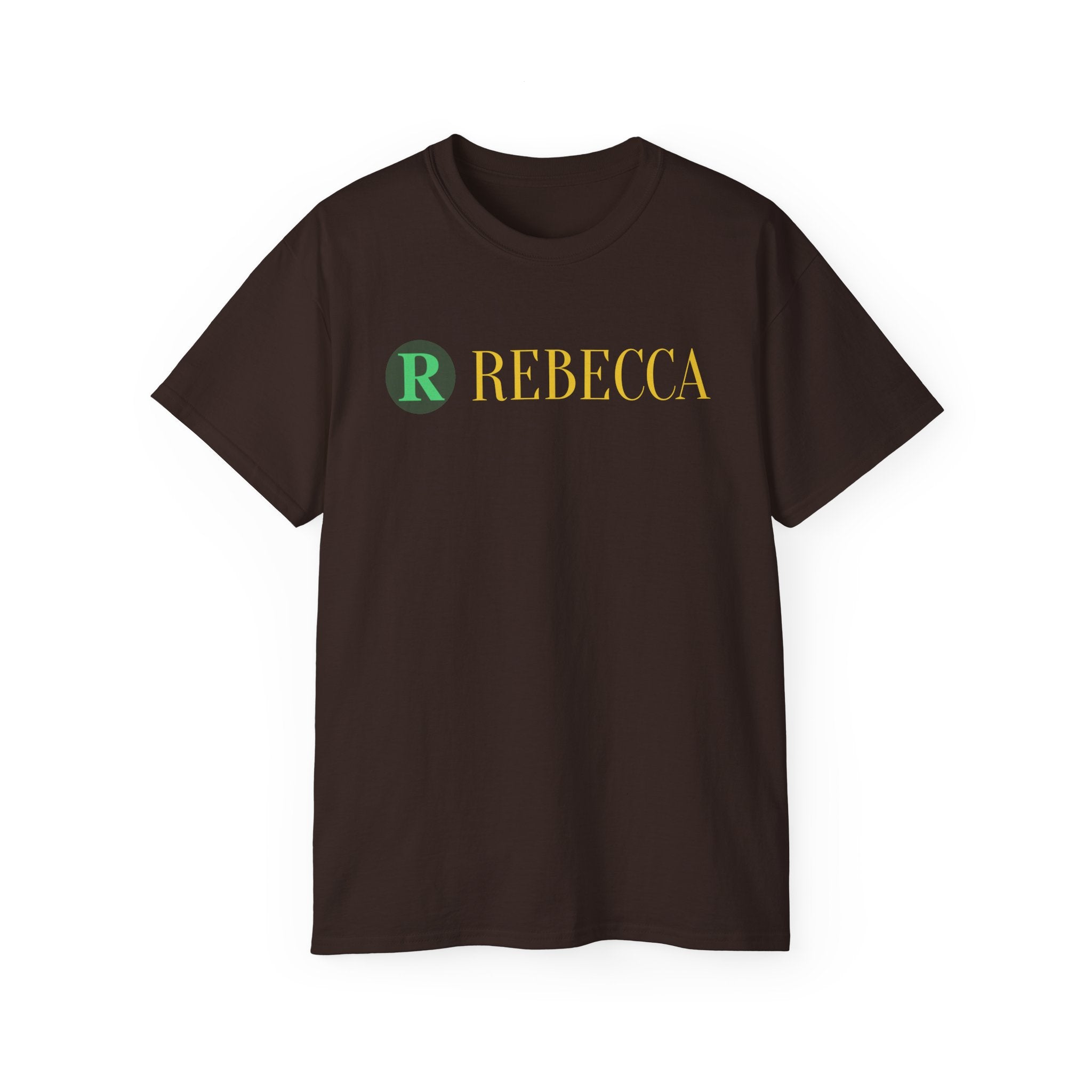 Personalized 'Rebecca' Name Tee — Simple Green & Gold Monogram T-Shirt