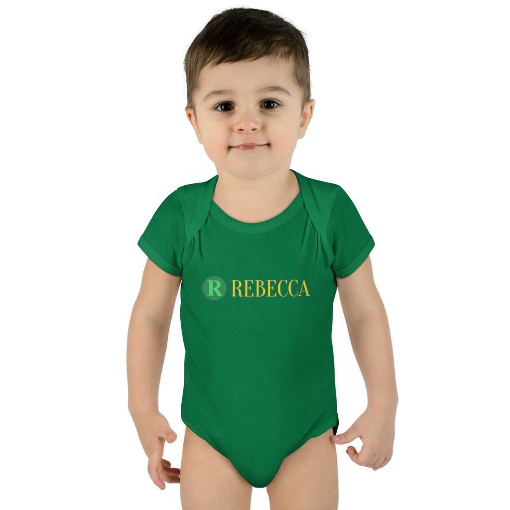 Personalized Infant Bodysuit - Monogram "R Rebecca" Baby Onesie, Newborn Gift