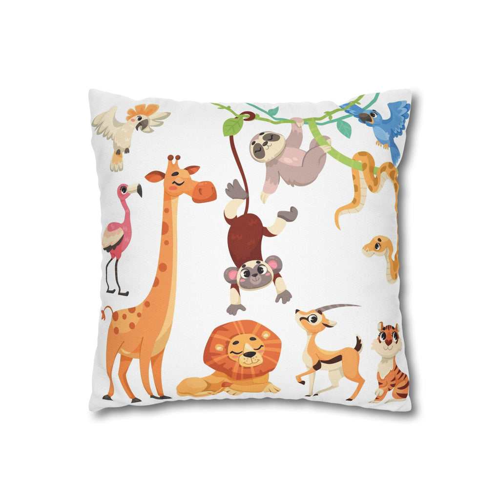 Cute Jungle Animals Throw Pillowcase — Personalized Kids Room Decor
