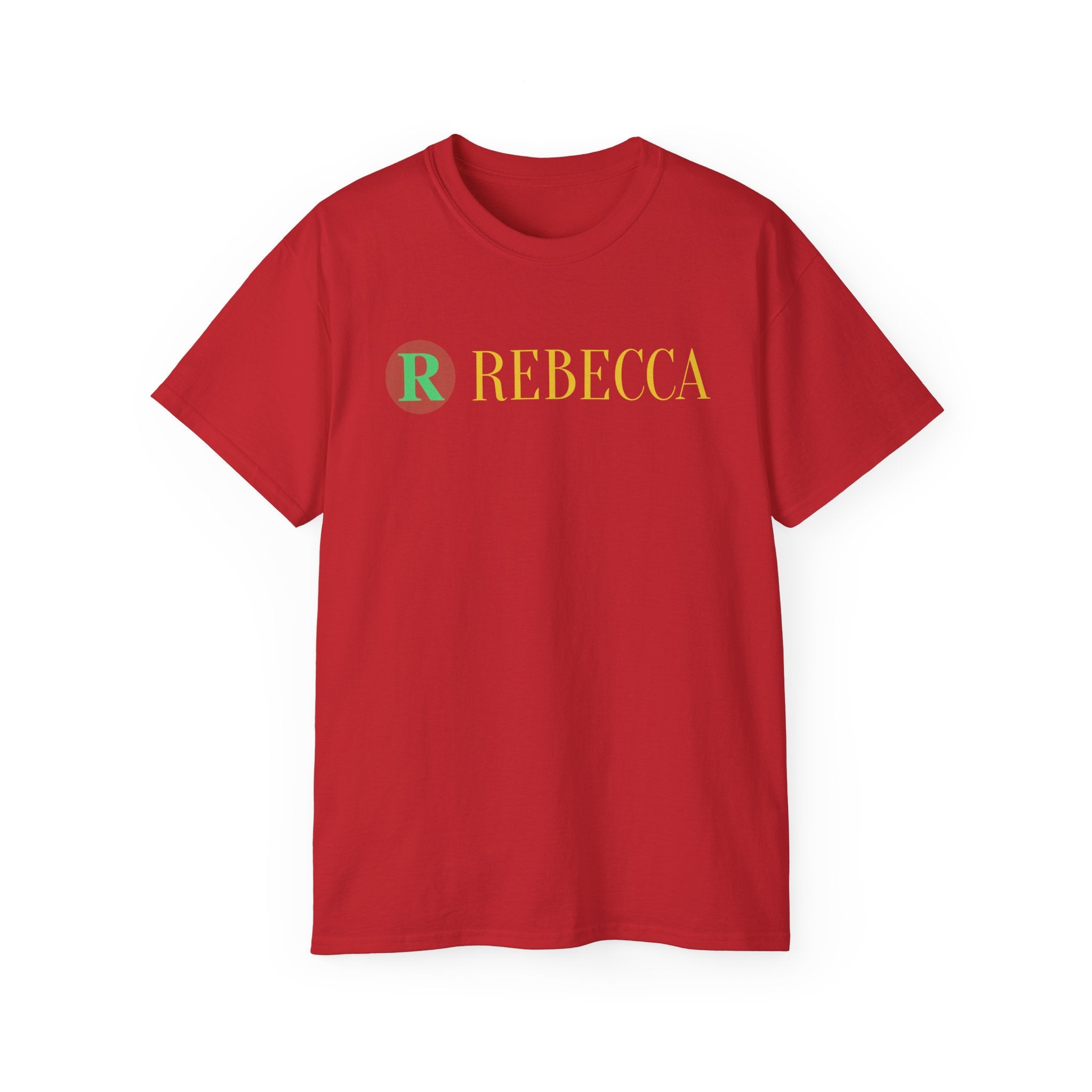 Personalized 'Rebecca' Name Tee — Simple Green & Gold Monogram T-Shirt