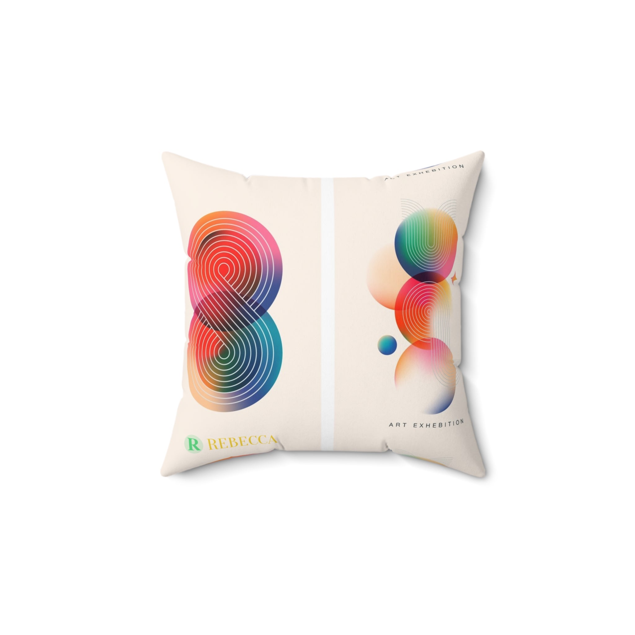 Abstract Rainbow Geometric Square Pillow — Modern Colorful Decorative Cushion