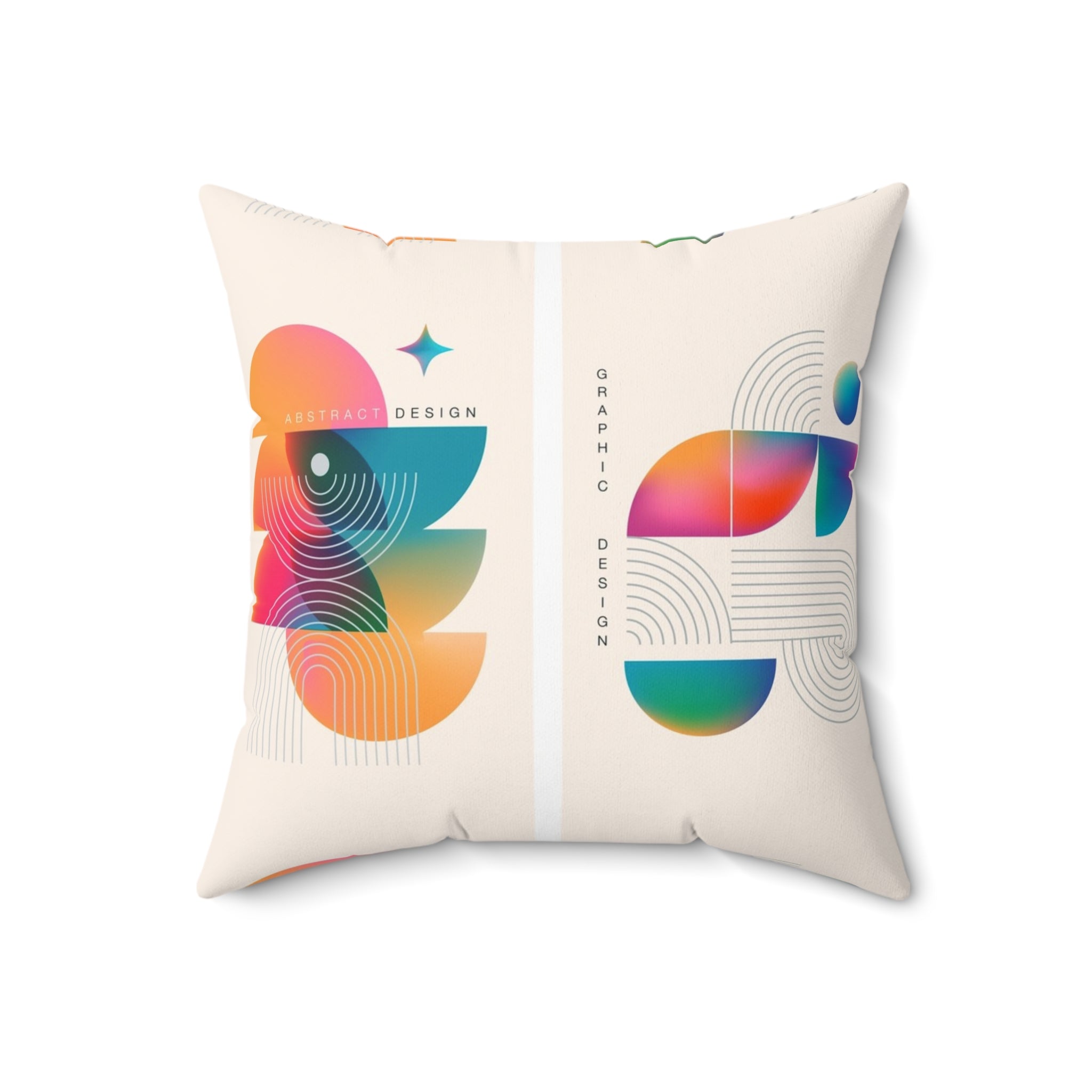 Abstract Rainbow Geometric Square Pillow — Modern Colorful Decorative Cushion