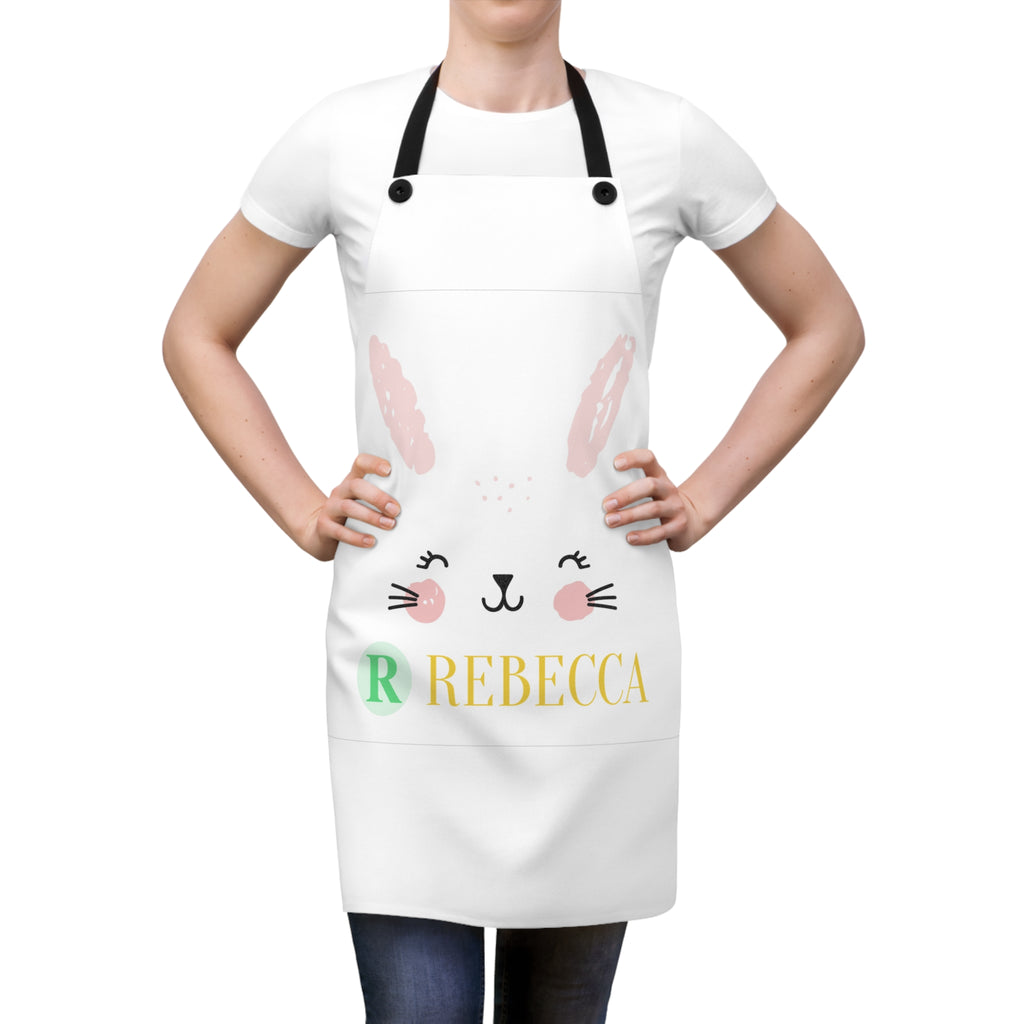Personalized Bunny Apron – Cute Easter Kids’ Cooking Apron with Name (Rebecca)