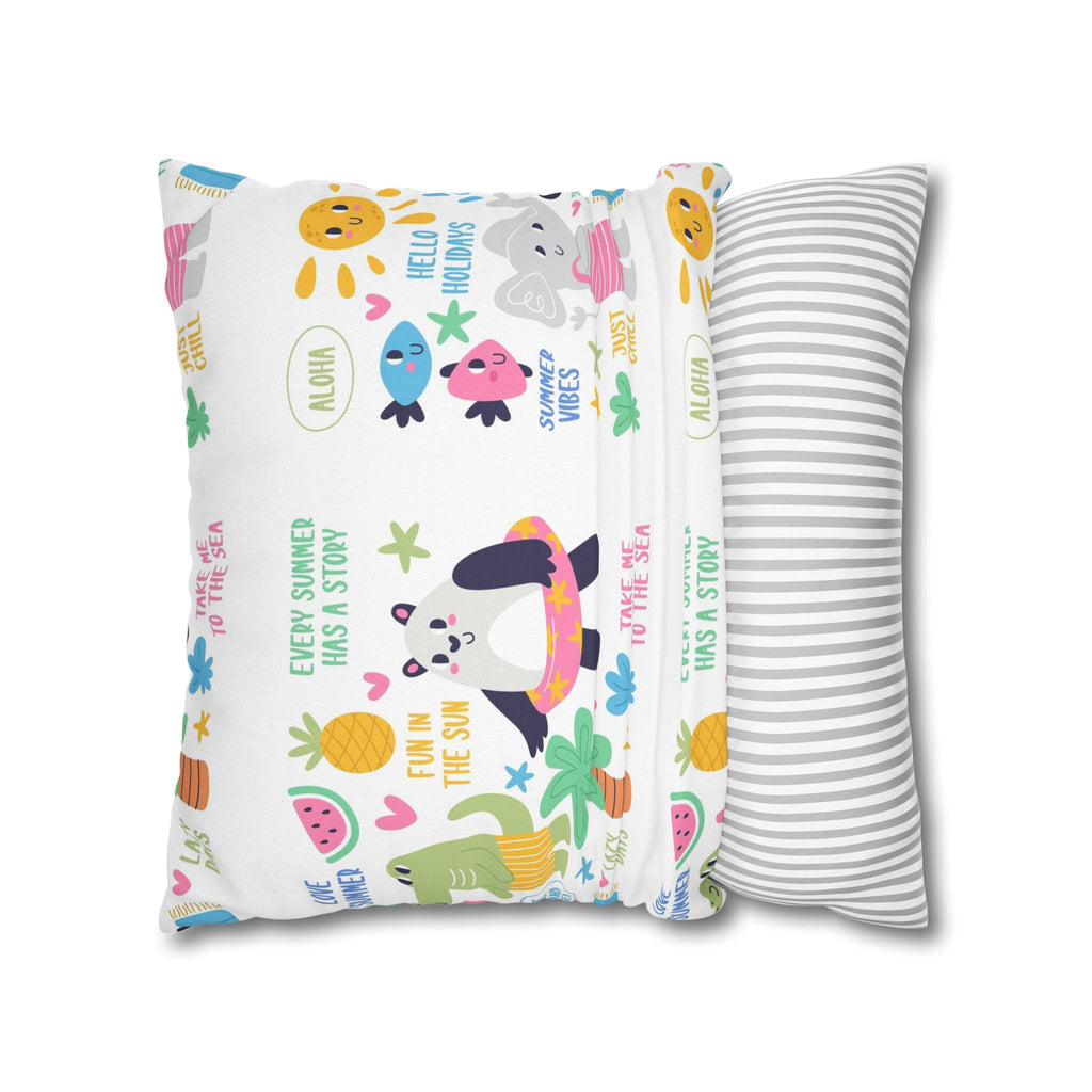 Cute Summer Animal Pattern Pillowcase — Personalized 'Rebecca' Tropical Throw Pillow Cover