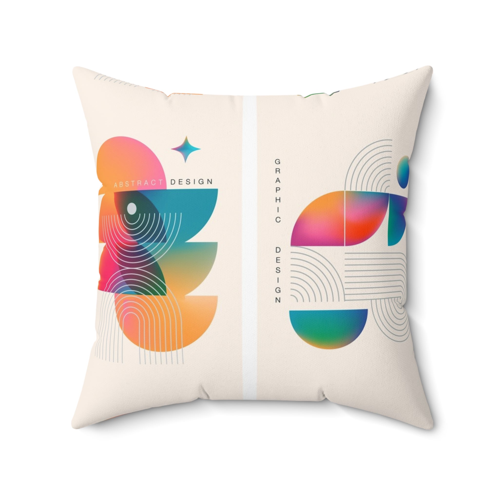 Abstract Rainbow Geometric Square Pillow — Modern Colorful Decorative Cushion