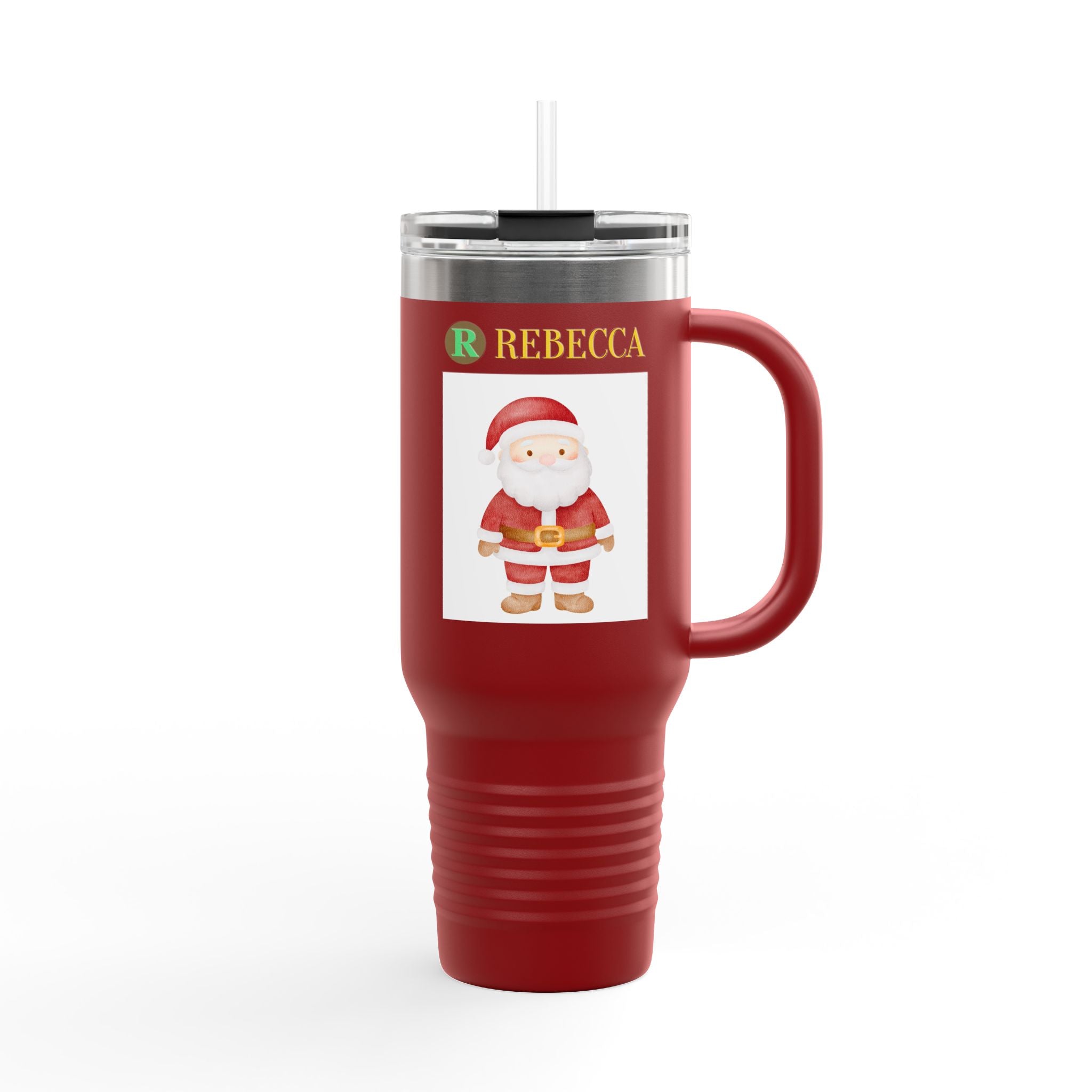 40oz Insulated Travel Mug — Cute Santa Christmas Design