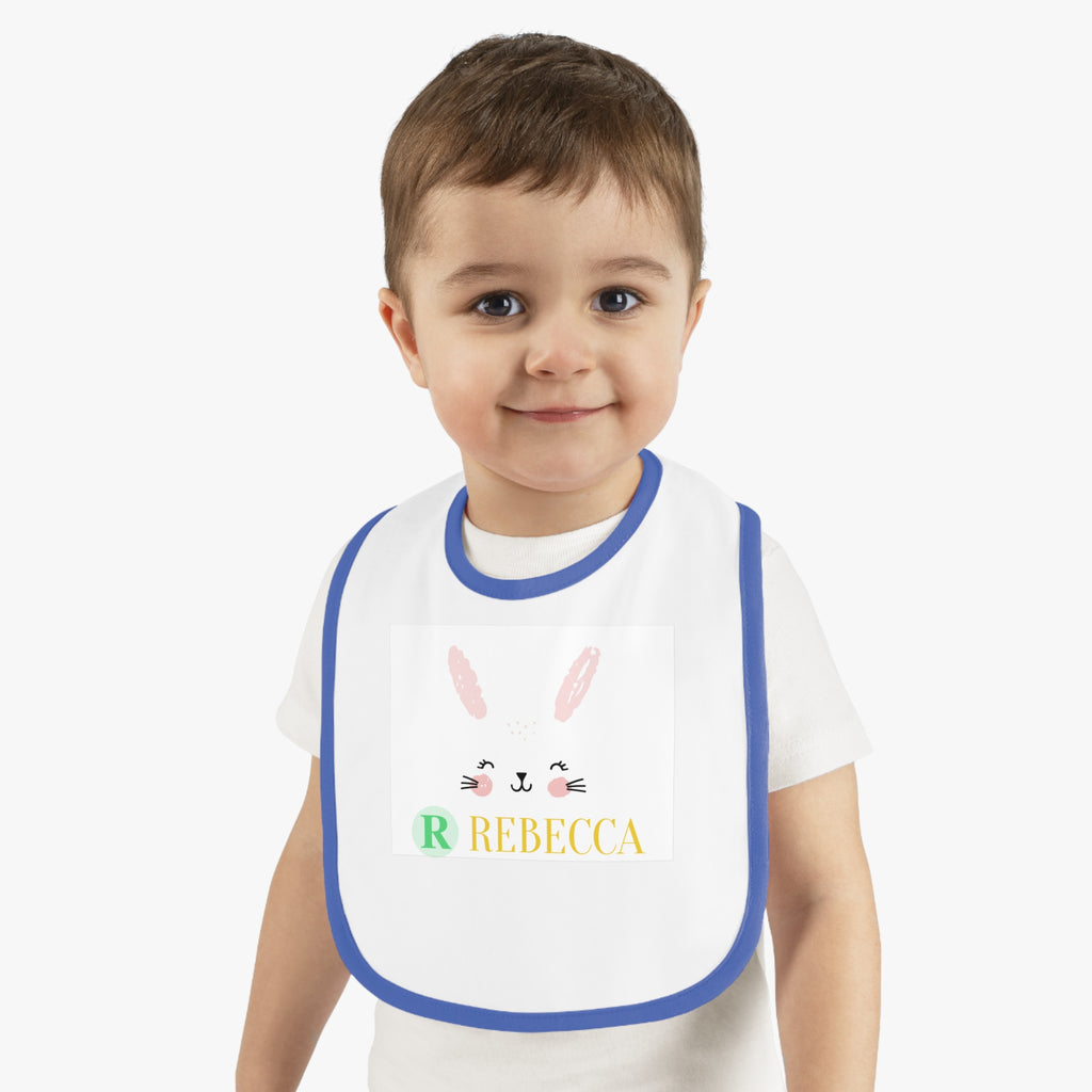 Baby Bib — Personalized Bunny Name Bib (Rebecca)