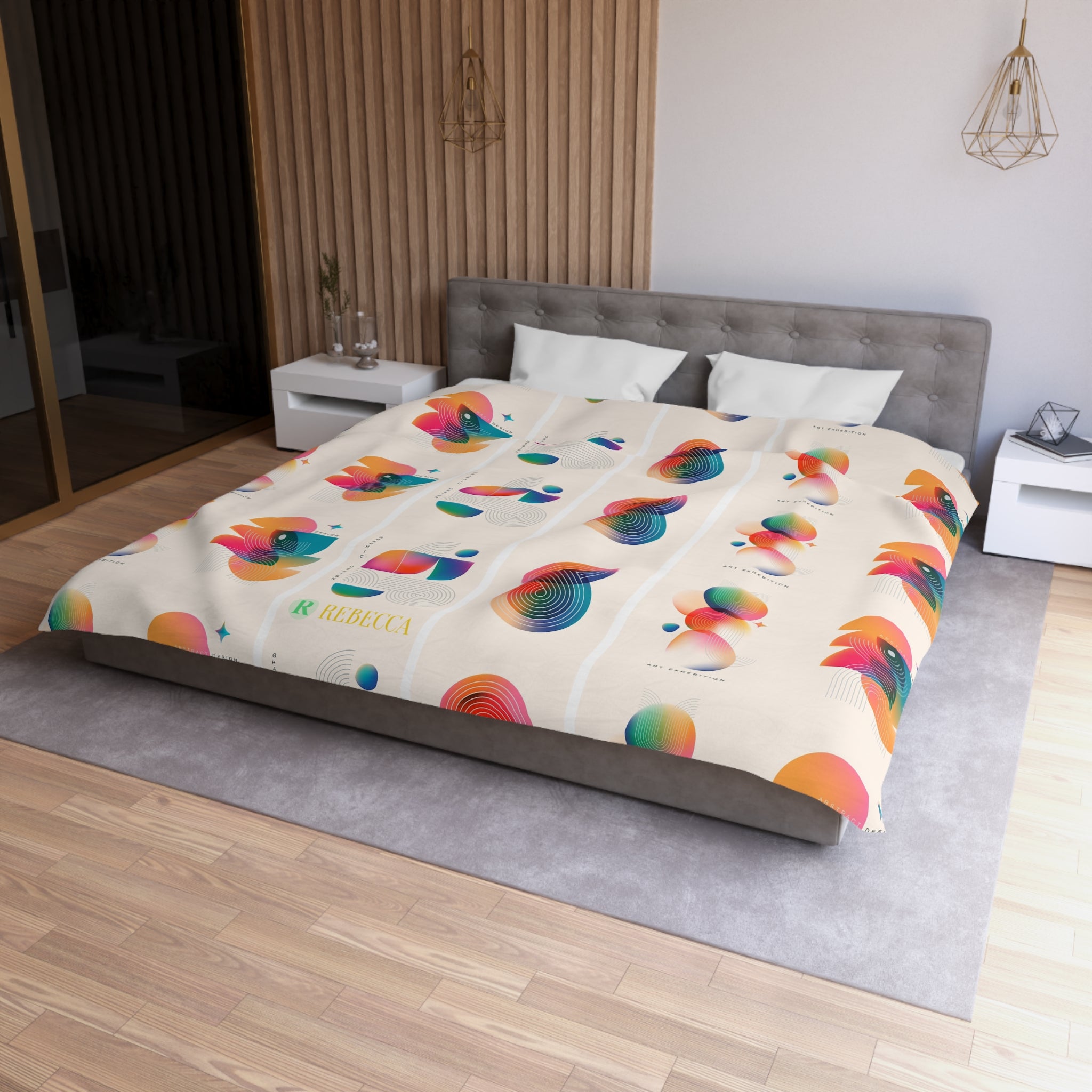 Abstract Colorful Shapes Duvet Cover — Modern Geometric Bedding