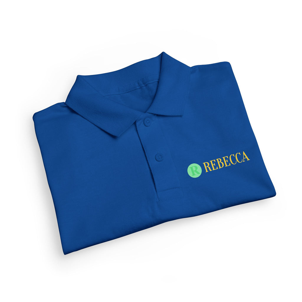 Youth Polo — Personalized ‘Rebecca’ Green Smiley Logo