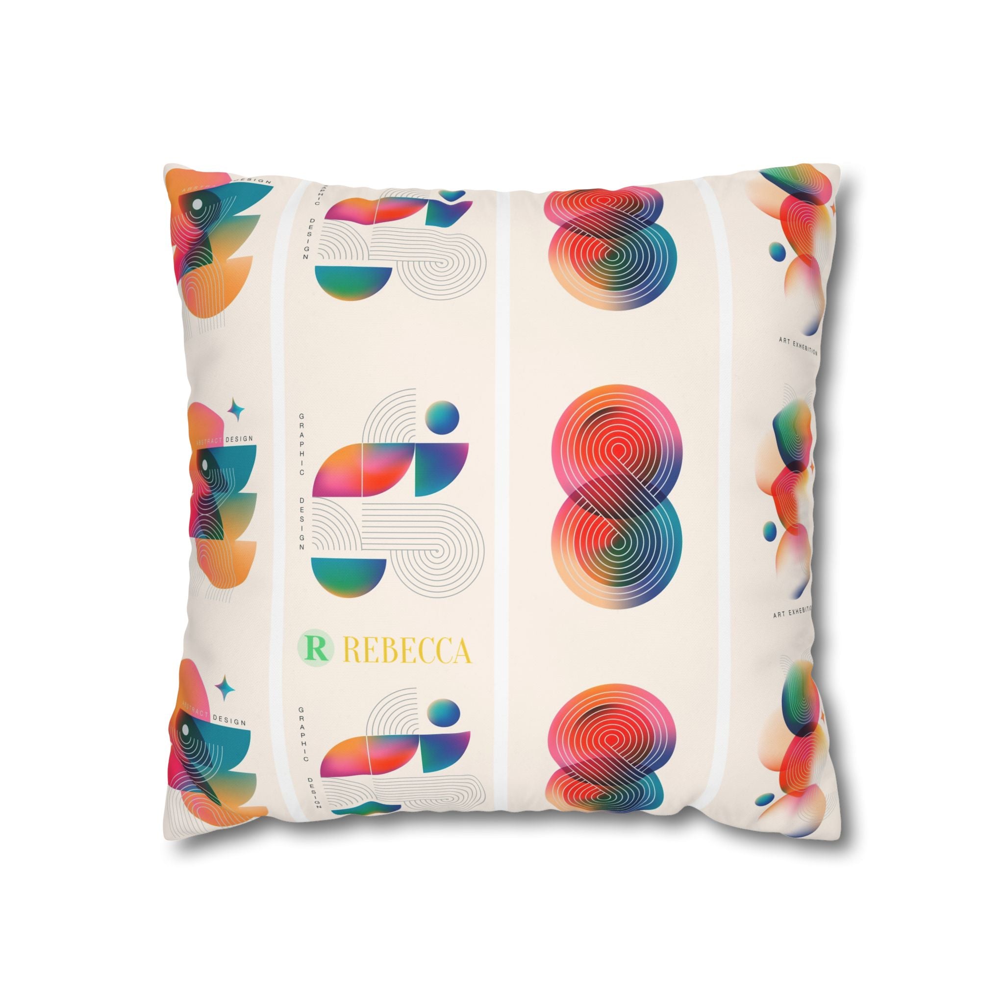 Personalized Geometric Art Square Pillowcase — Custom Name Modern Decorative Throw Pillow Cover