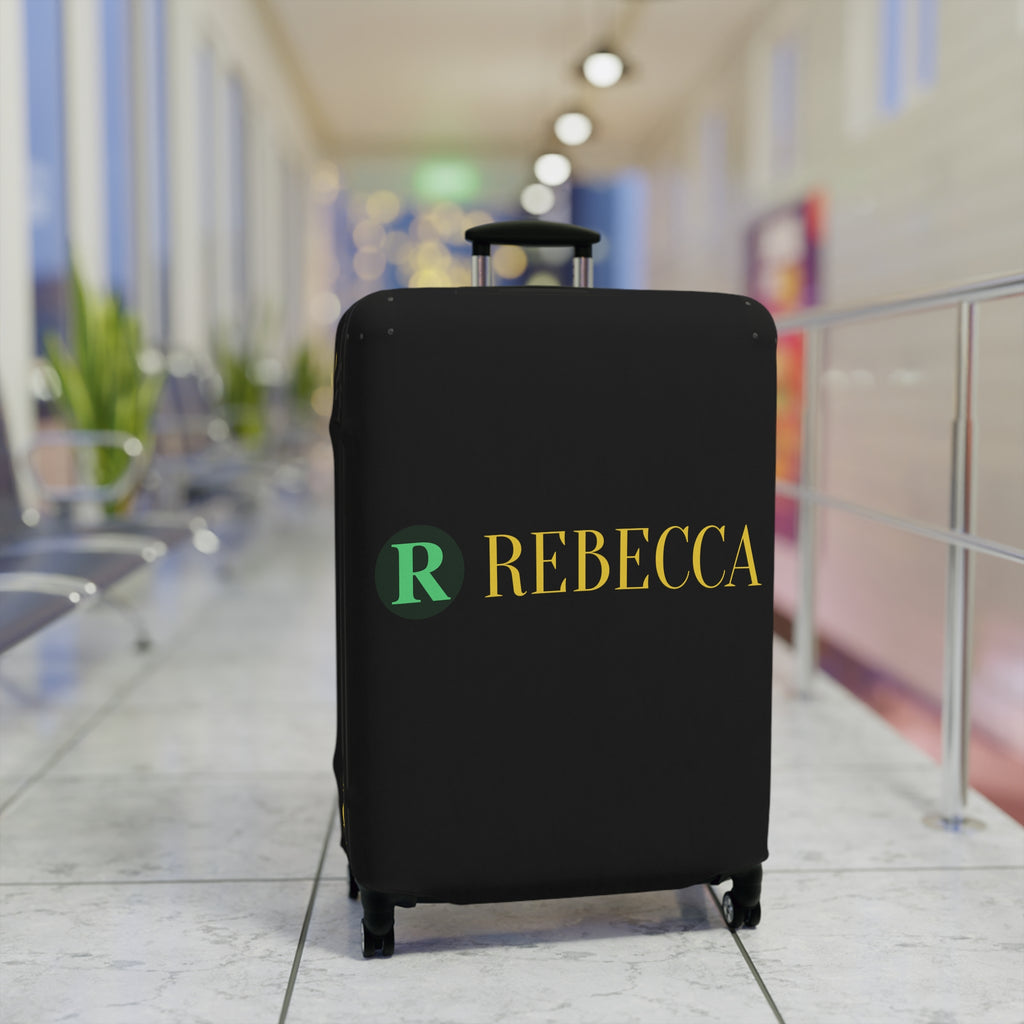 Personalized Rebecca Luggage Cover – Monogrammed Black Suitcase Protector