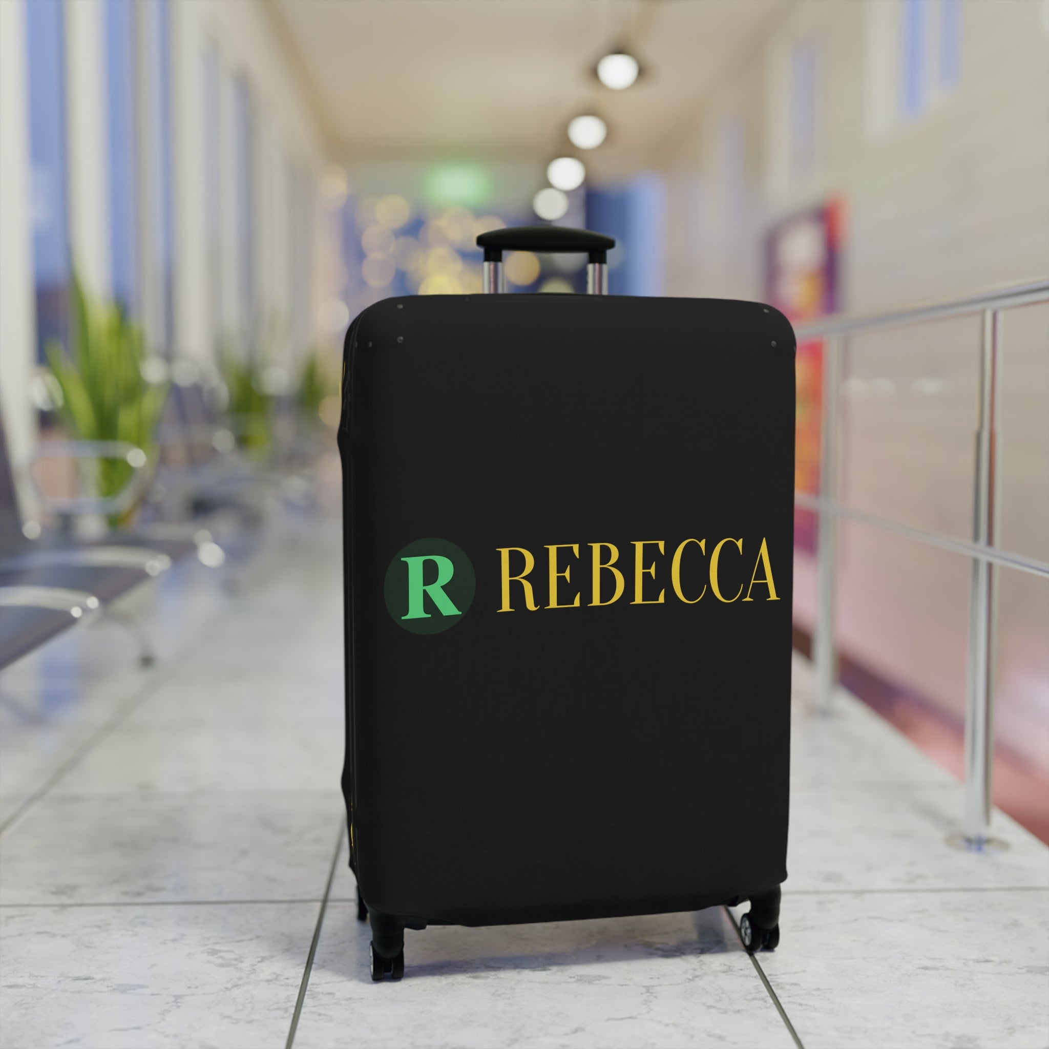 Personalized Rebecca Luggage Cover – Monogrammed Black Suitcase Protector