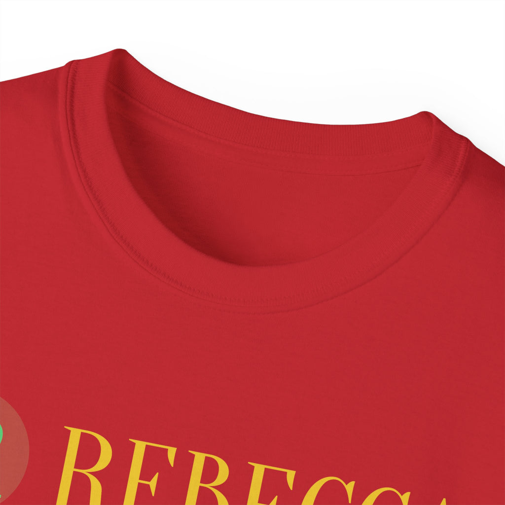 Personalized 'Rebecca' Name Tee — Simple Green & Gold Monogram T-Shirt